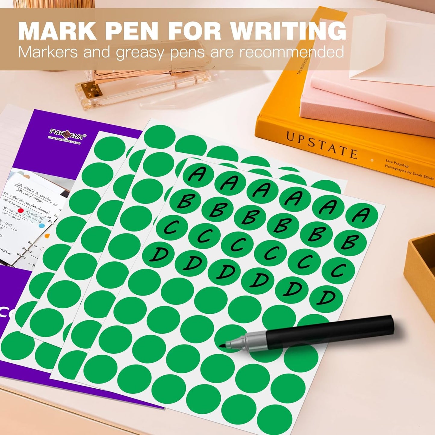 PARLAIM 1 inch Round Green Dot Sticker,720PCS Permanent Adhesive Color Code Circle Sticker Labels for Office Classroom Garage Sale