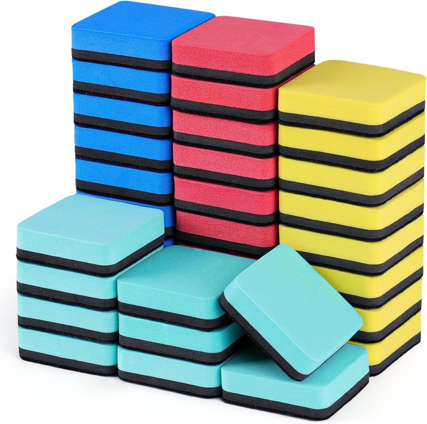 XKDOUS 35 Pack Dry Erase Eraser, Magnetic Whiteboard Eraser Bulk, Small White Board Eraser for Kids, Dry Erase Board Eraser, Mini Dry Erase Erasers Perfect for Classroom(4 Color Set, 2 x 2 Inch)