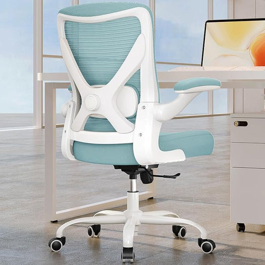Office Chair - Ergonomic Desk Chair with Adjustable Lumbar Support, Mesh Computer Chair, Executive Office Chairs for Adults, Wide Seat Office Chair Back Support for Tall Men (Lake Blue)