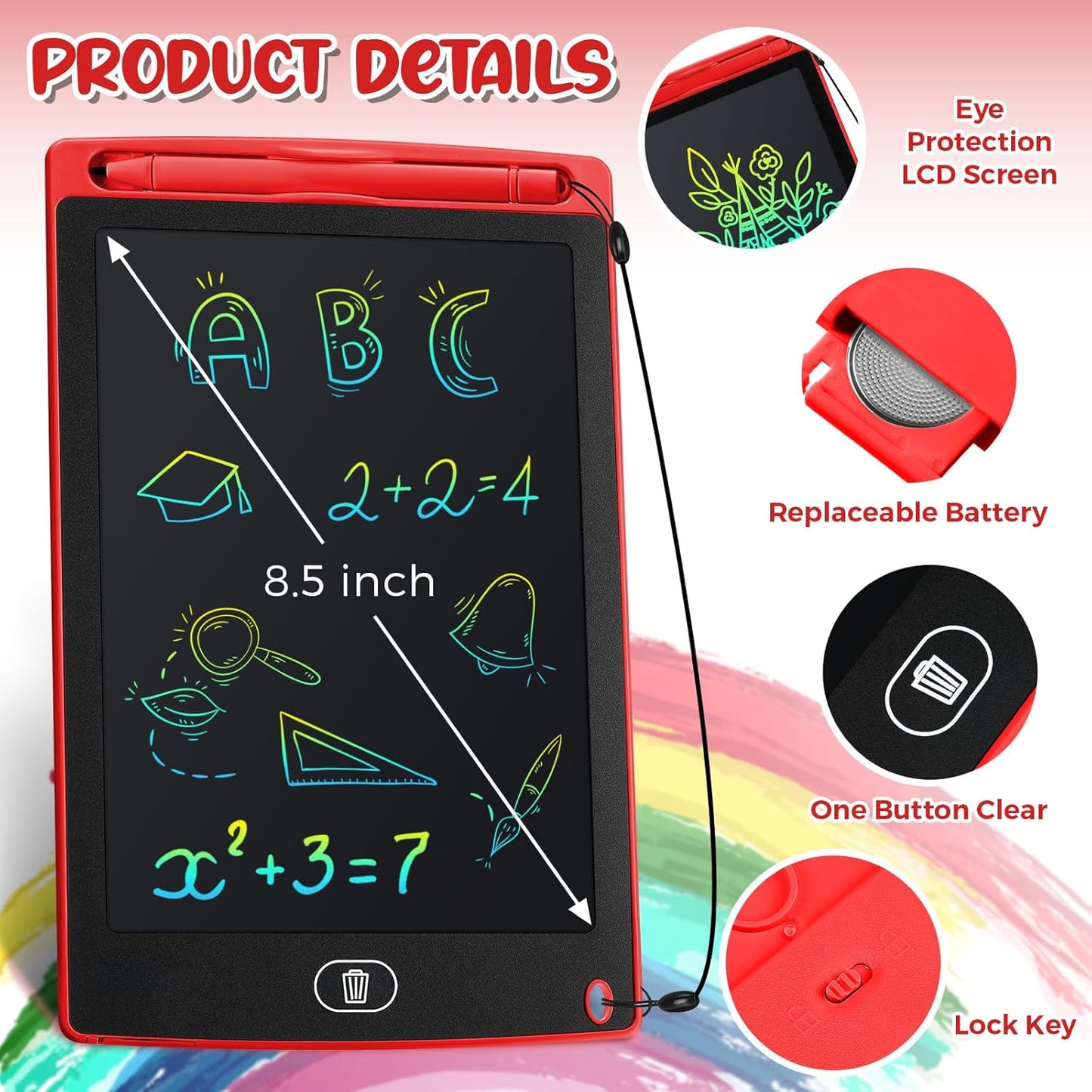 Zhehao 20 Pack LCD Writing Board for Kids, 8.5 Inches Doodle Reusable Screen Drawing Pad Erasable Painting Pads Educational Toy for 3-8 Years (Red)