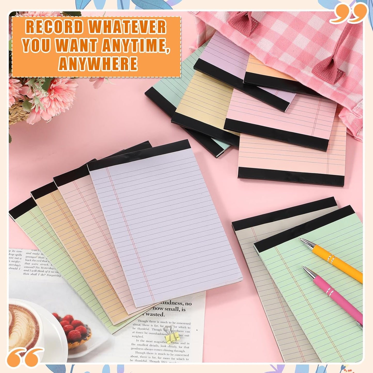 Fuutreo 12 Pcs 5" x 8" Legal Pad Writing Notepads 50 Sheets Small Legal Pad Narrow Ruled Multiple Color Lined Paper for School College Office Supplies Work (Macaron Colors)