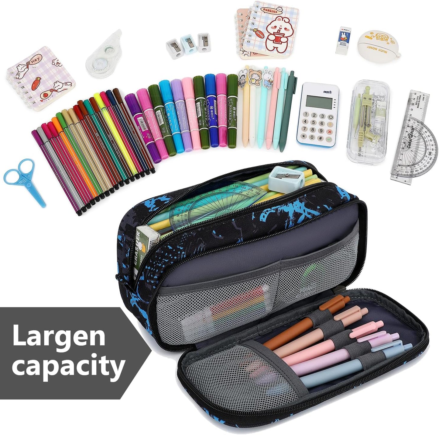 Pencil Cases for kids, Large Capacity Pencil Pouch, Office College School Marker Organizer Case pen for Men Women Adult Teens