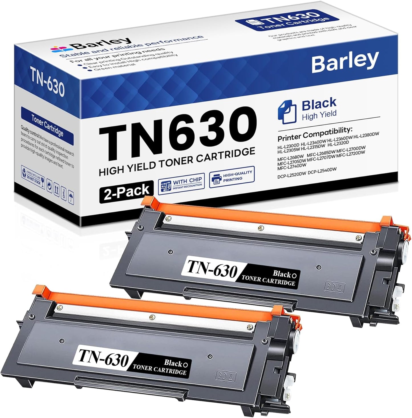 TN630 TN-630 Toner Cartridge Compatible TN630 TN-630 Replacement for Brother TN630 TN-630 Black Toner Cartridge HL-L2300D HL-L2305W HL-L2380DW DCP-L2540DW (2 Pack)