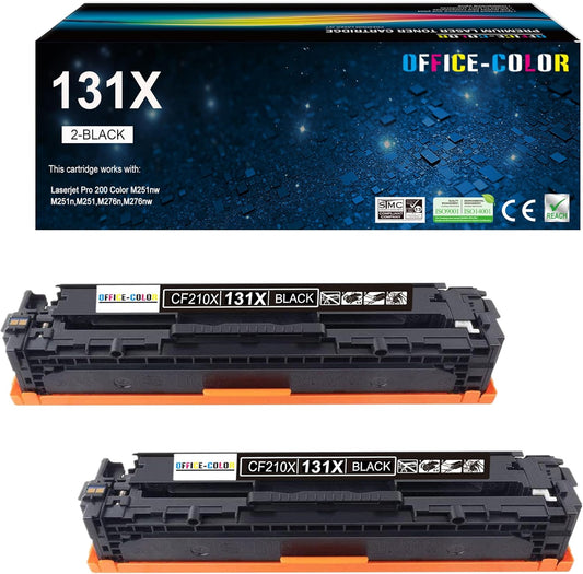 131X Black High-Capacity Toner Cartridge CF210X Replacement for HP Laserjet Pro 200 Color M251nw M276nw M251n M251 M276n Printer Ink (2 Pack)