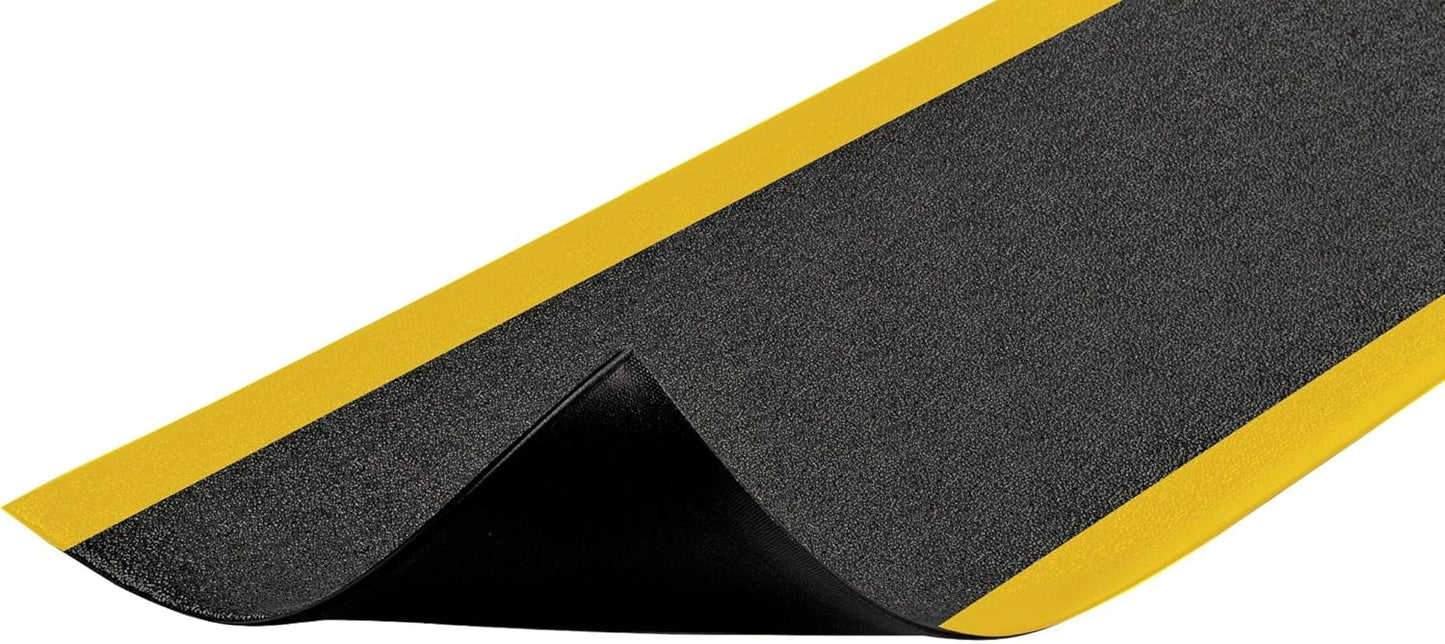 Notrax 411 Sof-Tred™ 3' x 12' x 9/16" Anti Fatigue Mat, Enhanced Slip Resistance with Beveled Edges and Pebbled Surface, Ideal for Industrial and Commercial Workplaces, Black/Yellow, 411S4312BY