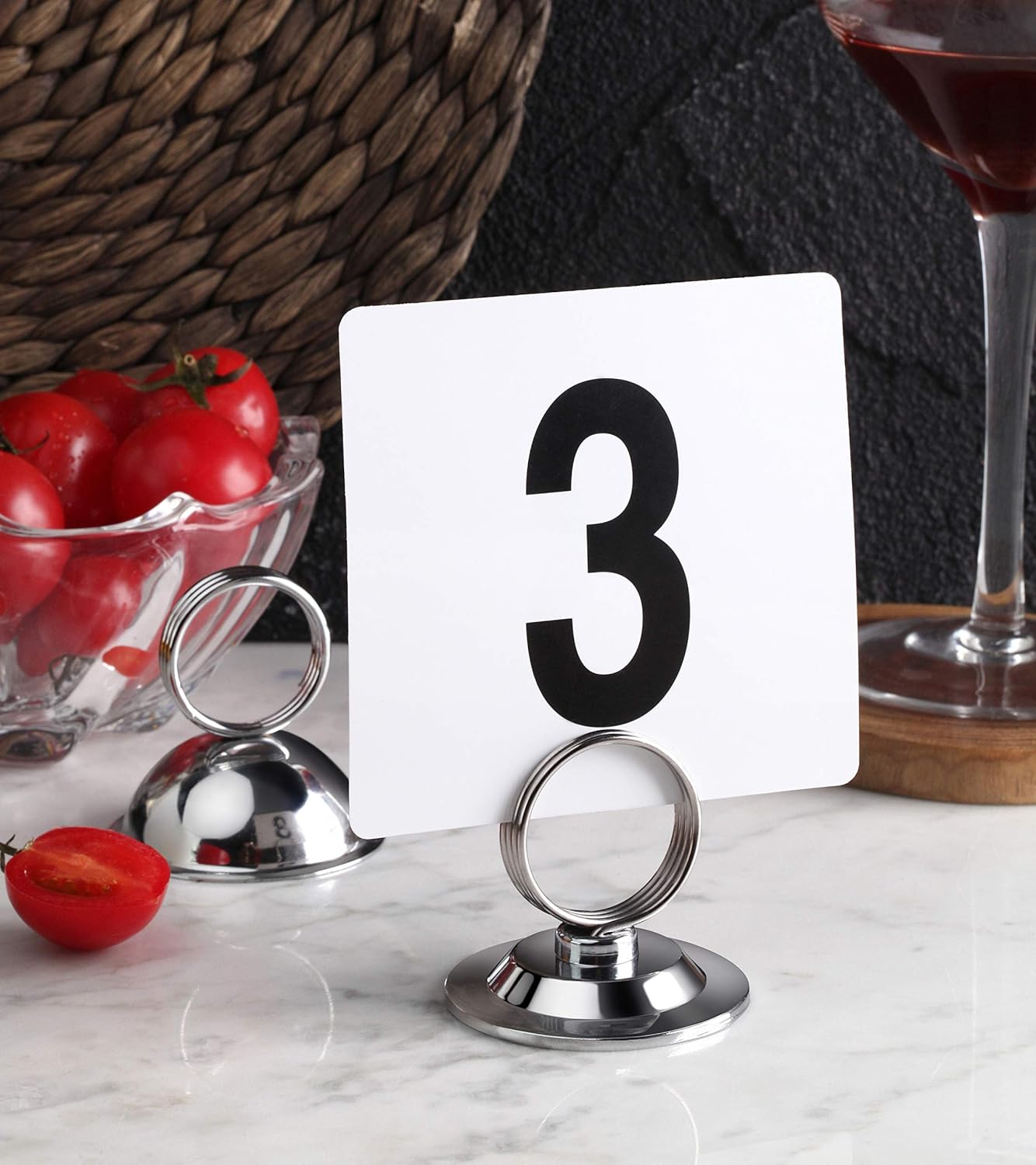 New Star Foodservice 23367 Split-Ring Style, Place Card/Table Number Holder, 2.5 x 2.33 Inch, Silver, Set of 12