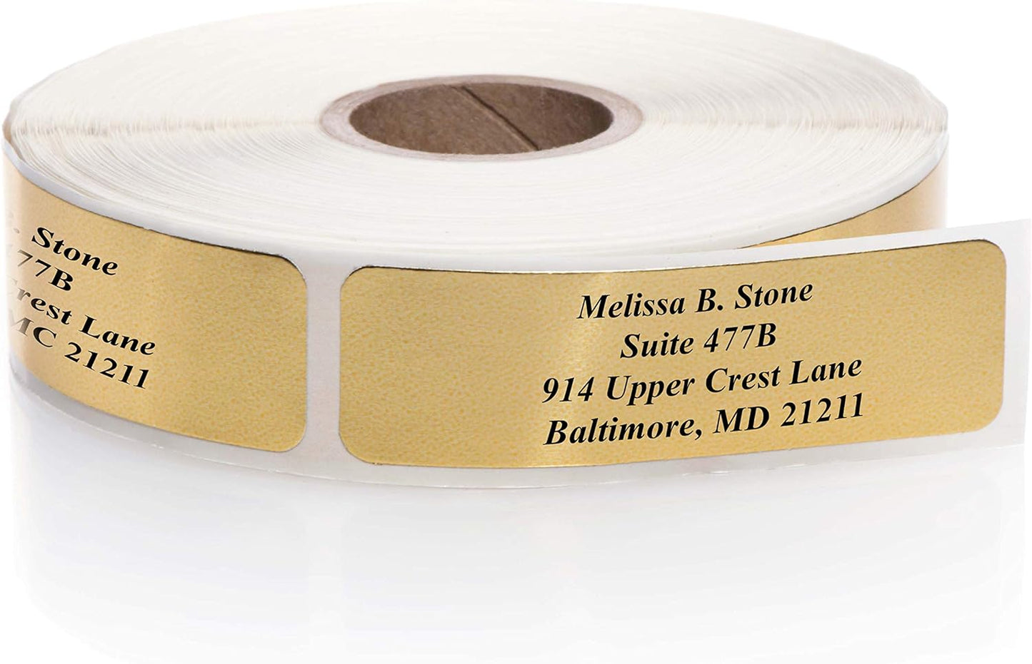 Gold Foil Personalized Return Address Labels Without Dispenser - Roll of 250 Custom Stickers