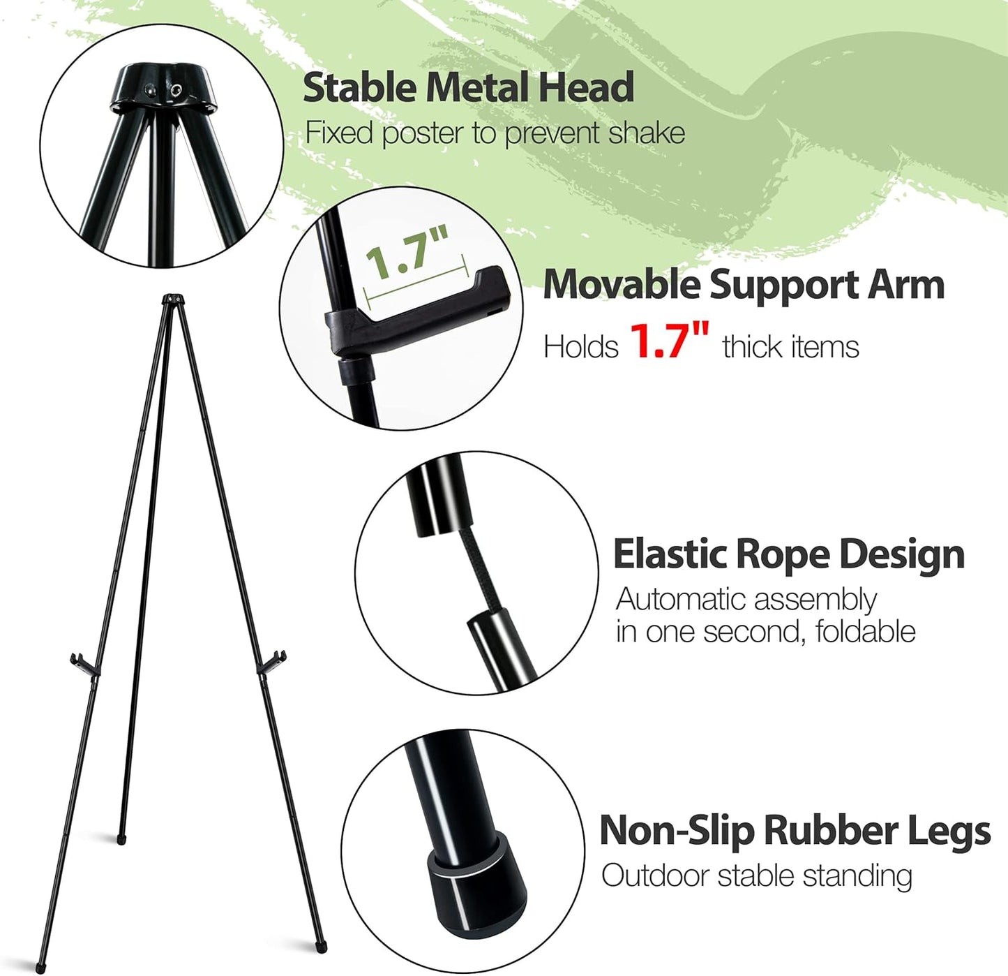 63" Display Easel Stand - 3Packs Art Easels for Wedding Sign Poster Stand Folding Floor Adjustable Metal Black Easel Instant Tripod Easel for Painting Wedding Welcome Sign Stand