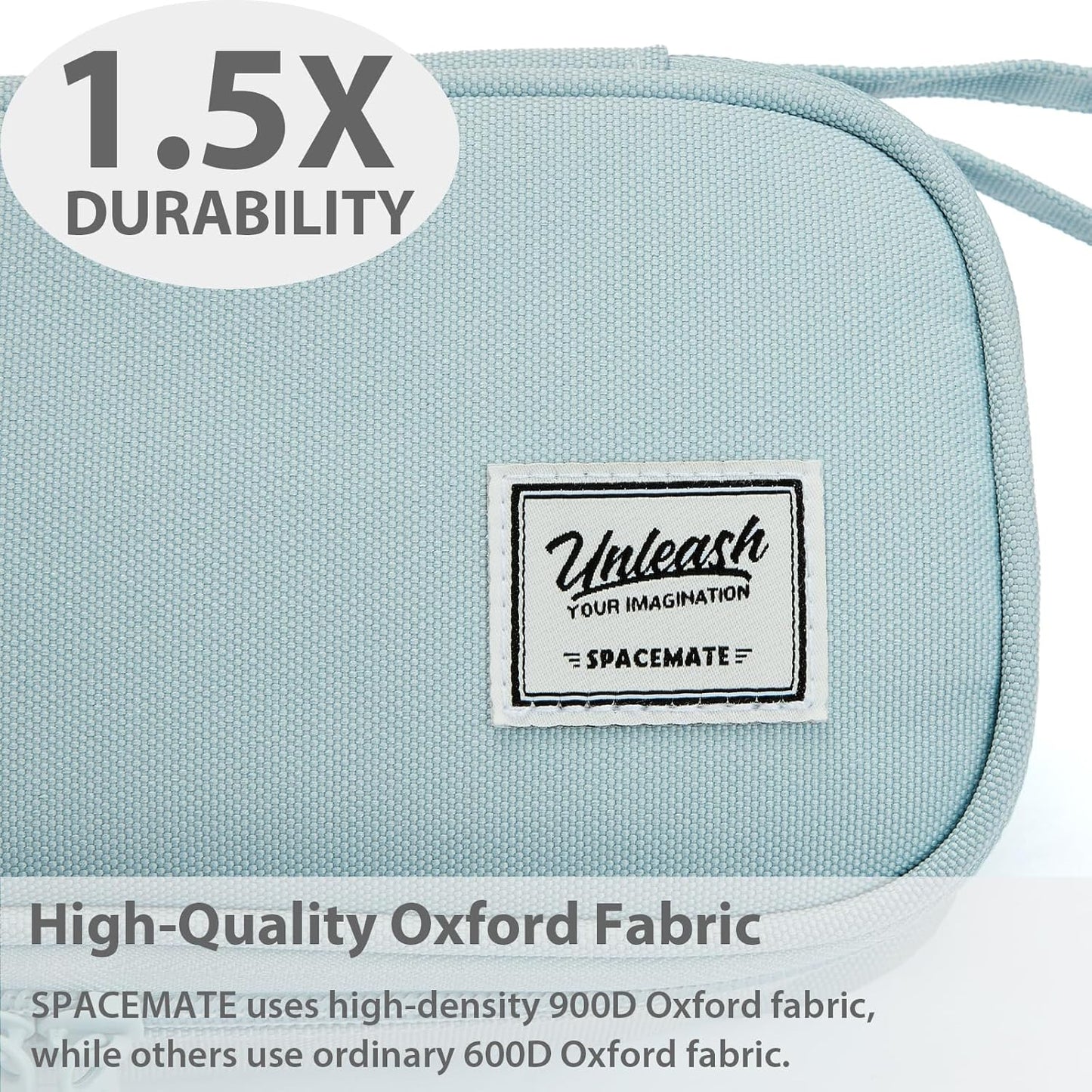 Pencil Case Pouch Box Bag School Supplies Girls Boys Kids, Cute Preppy Stuff Large Big Capacity Aesthetic Pen Organizer, Back to College Stationary, Powder Blue, Standard Stlye, 1800ml