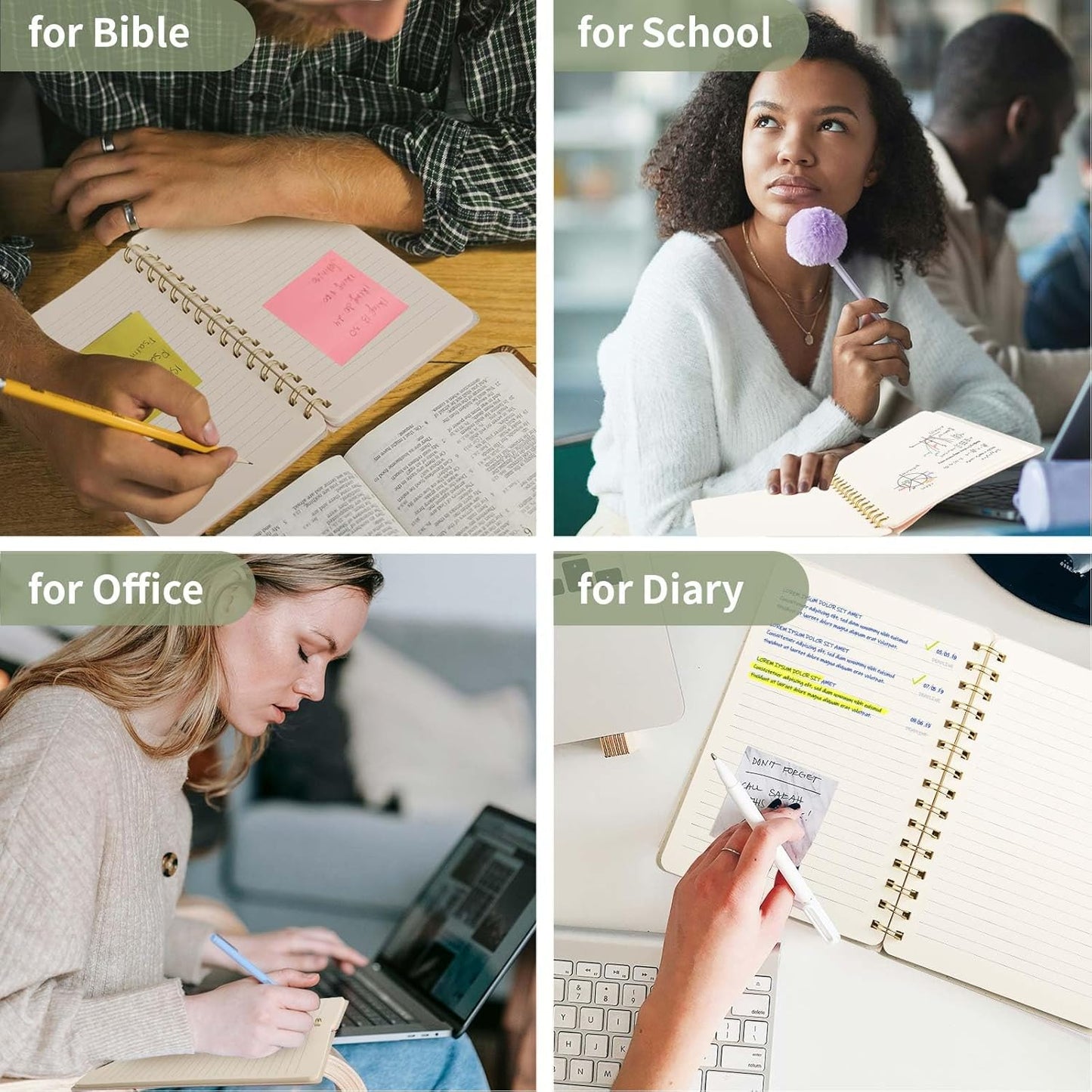 Lined Spiral Notebook College Ruled A5 Journal Book for Note Taking, 160 Pages Writing Journal for Office and Home School Supplies 5.75x8.125 inch (1ArmyGreen)