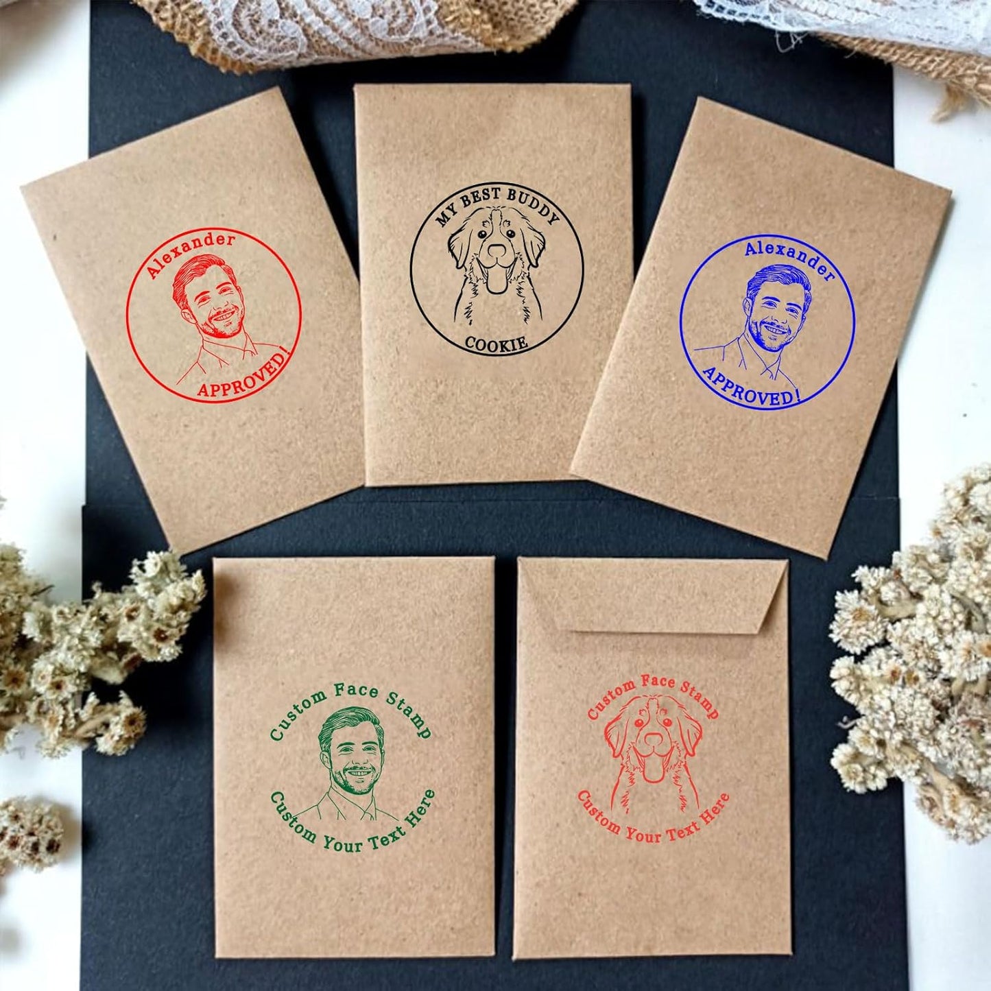 Custom Ink Stamp Personalized Self-Inking Rubber Stamps Customized Return Address Stamp Business Name Label Stamping Supplies Office Business Events 4 Ink Color