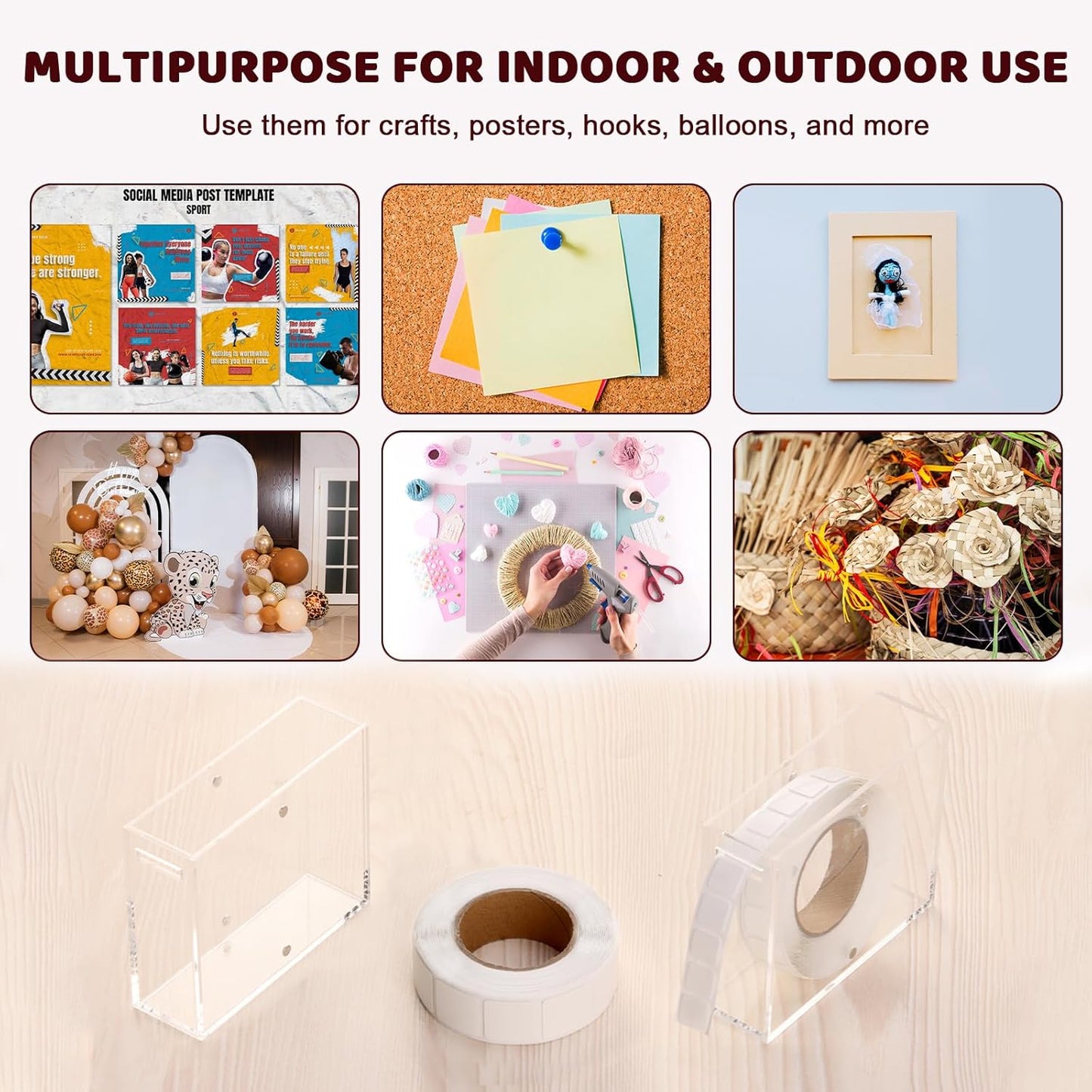 315 PC Double Sided Sticky Nano Dots 0.5" Precut Thin Nano Tape with Acrylic Dispenser Box Clear Adhesive Glue Dots Double Sided Sticky Putty for Poster Wall Hanging Crafts Removable(Tape+Box)