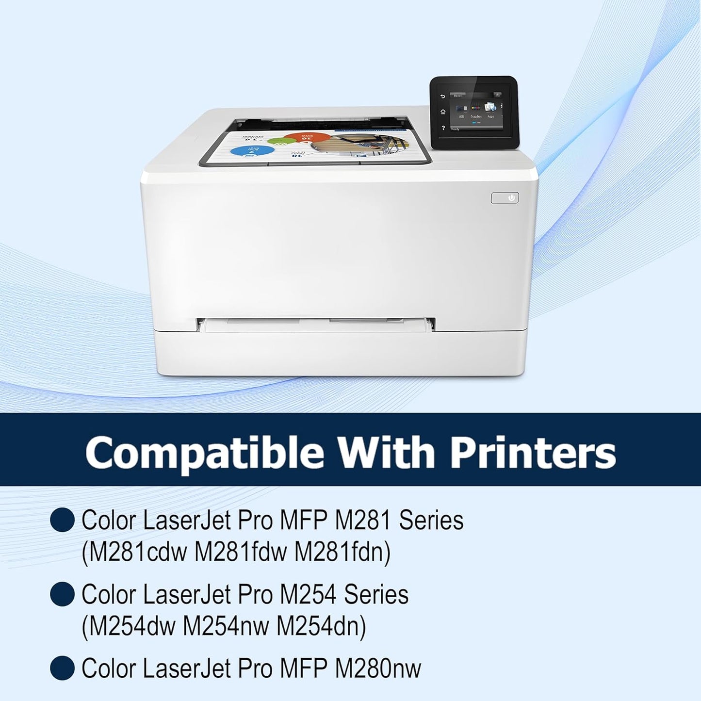 OFFICE-COLOR 202X Toner Cartridges Set Replacement for HP 202X Works with HP Color Laserjet Pro MFP M281fdw Toner, M281cdw M254dw M281fdn M254dn M254nw M281 M254 Printer (Black,Cyan,Magenta,Yellow )