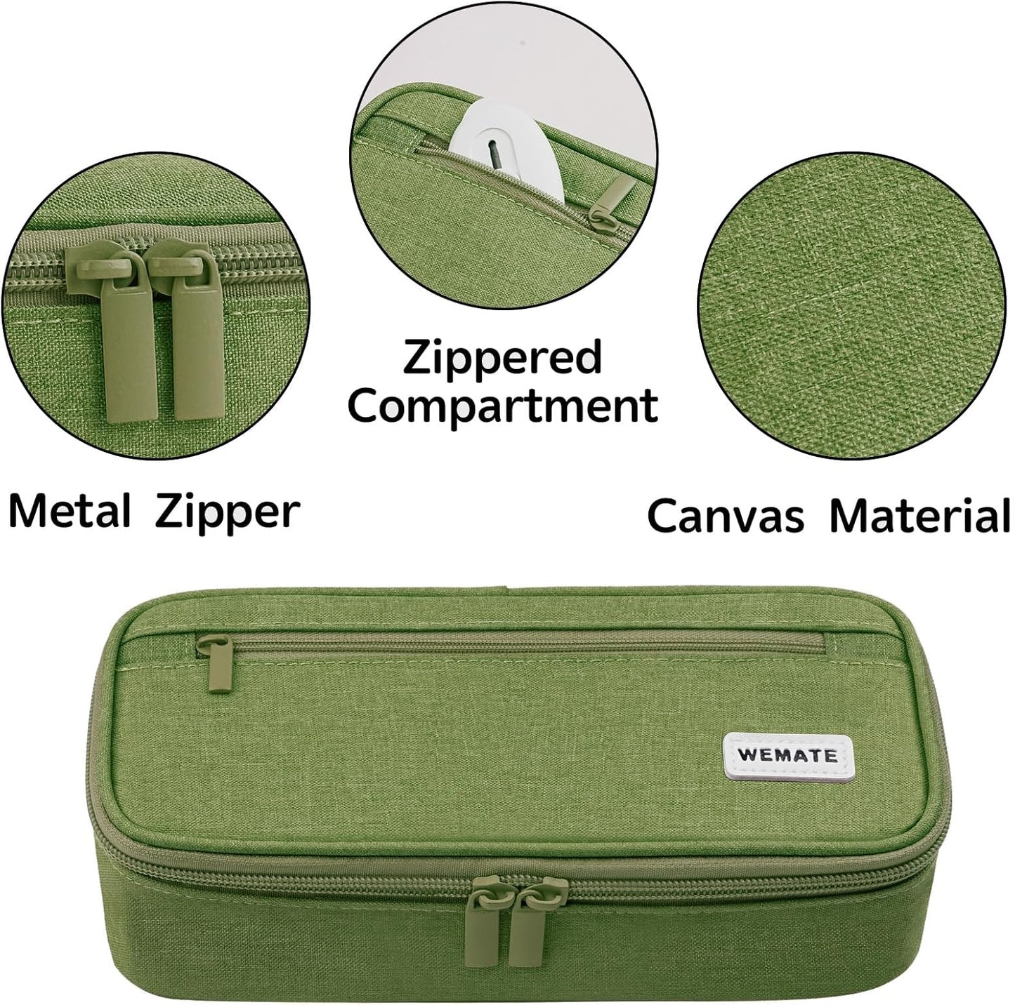 WEMATE Pencil Case, Large Storage Organizer for Stationery, Back - to - School Essential, Teacher Must - have, Big Pencil Pouch, Marker Case School Supplies for College & High School