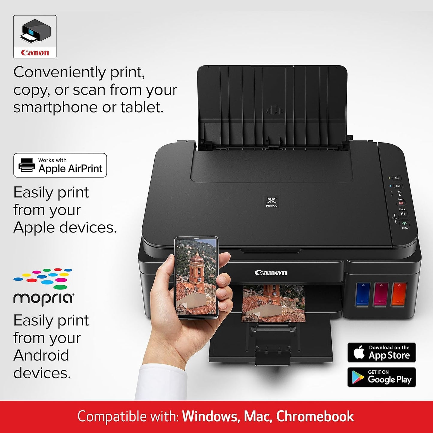 Canon G3200 All-In-One Wireless Supertank (MegaTank) Printer| Copier| Scanner| and Mobile Printing, Black, 6.5" x 17.6" x 13" (0630C002)