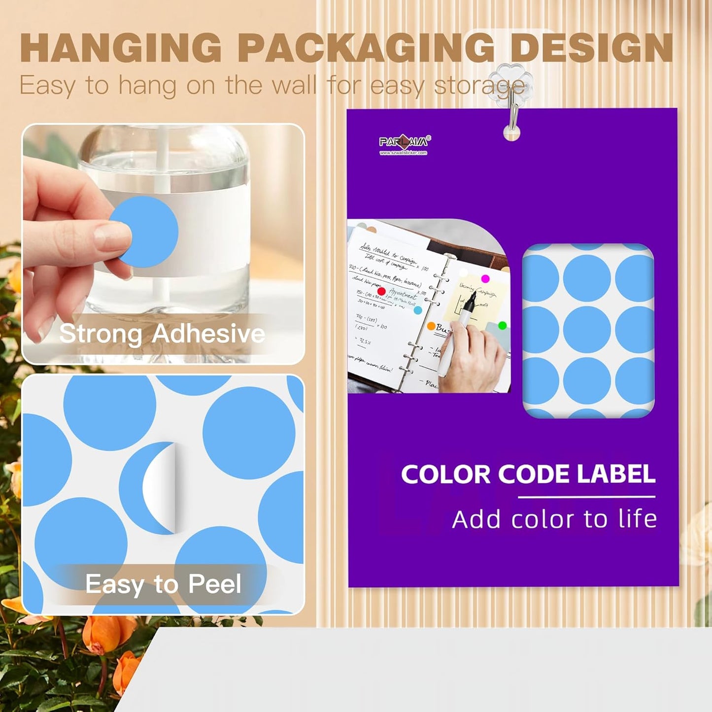 PARLAIM 1 inch Round Sky-Blue Dot Sticker,720PCS Permanent Adhesive Color Code Circle Sticker Labels for Office Classroom Garage Sale