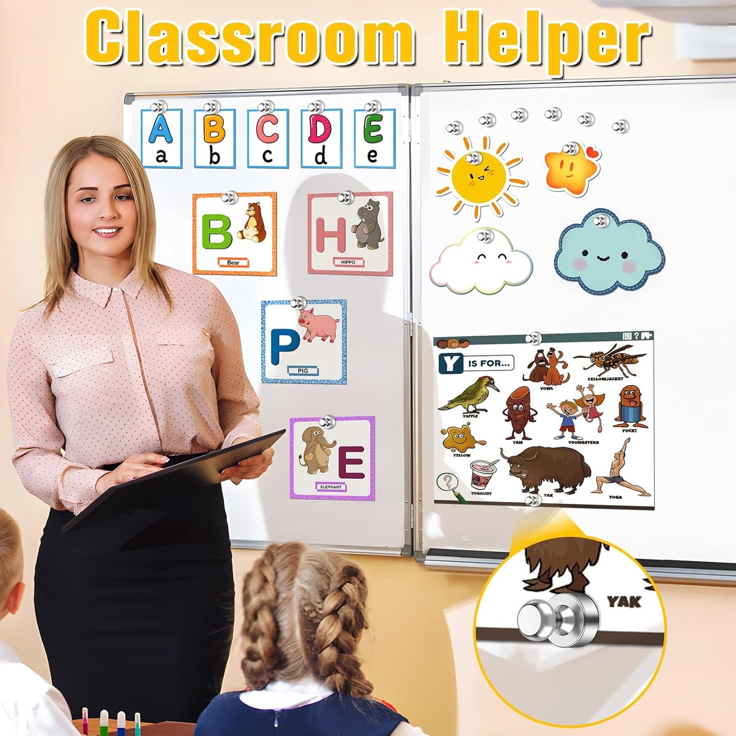 VNDUEEY Refrigerator Magnets, Small Magnets for Fridge 16pcs White Board Magnetic Push Pins Strong Magnetic Clips for Classroom Organization Cute Whiteboard for Kitchen Gadgets 2025 Office Locker