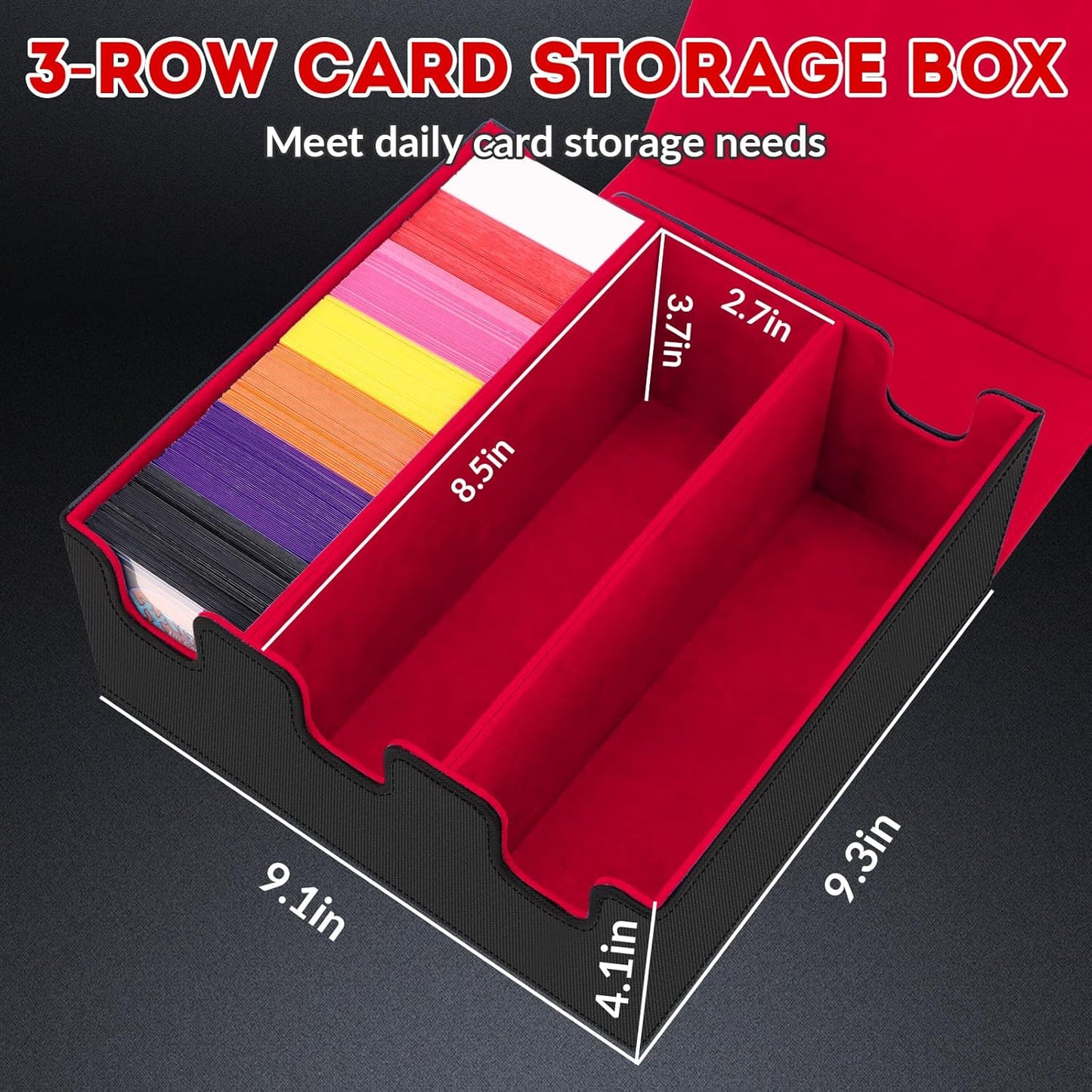 Card Storage Box for Trading Cards, 2100+ Card Deck Case with PU Leather and Magnetic Closure, TCG Storage Box, Suitable for MTG, YuGiOh, and Sports Cards, Includes 8 Card Dividers