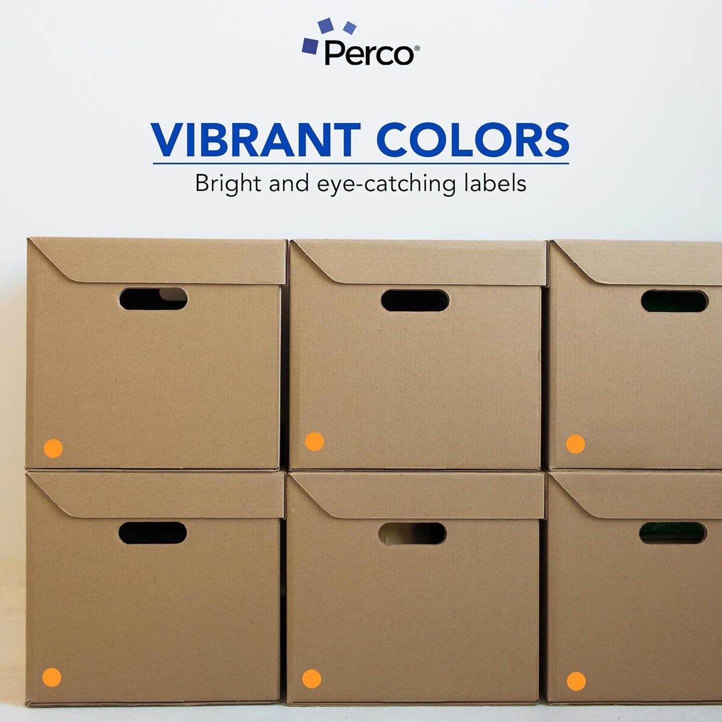 Perco Fluorescent Orange 1-Inch Round Circle Dot Sticker Labels - Multi-Roll Pack (3 Rolls, 1,000 Labels Each) - Permanent Adhesive, Vibrant Colors, Strong Hold - Perforated for Easy Use - Made in USA