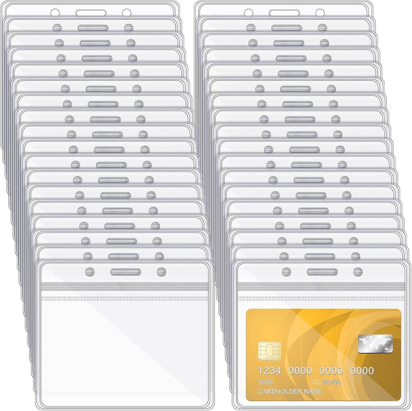 Zonon 150 Pcs Name Badge Holders Clear Plastic ID Card Name Tag Holders Badge Sleeves Horizontal Waterproof Transparent PVC Sleeve Cover Pouch for Office School Travel(3.35 x 3.94 Inch)