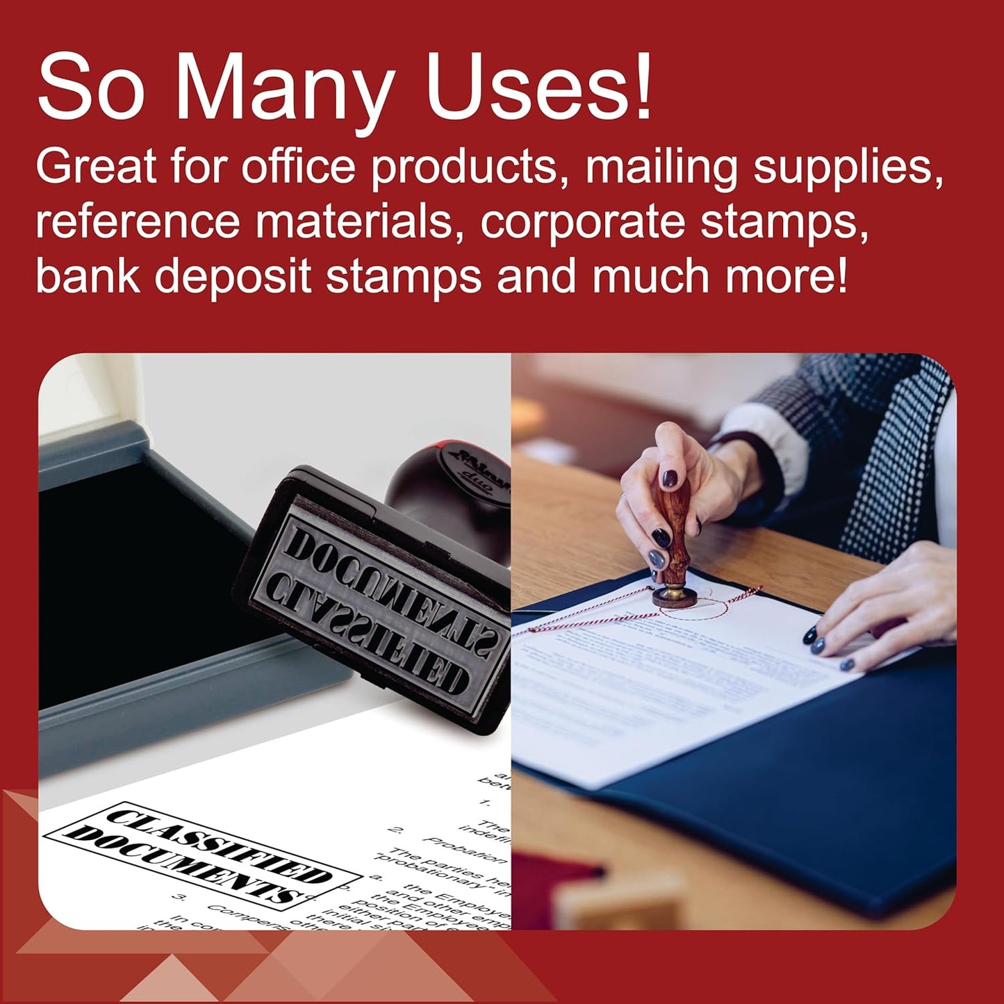 Shiny Red Ink Stamp Pad, 2-3/4" by 4-3/8" Surface Area, Felt Stamp Pad with Red Water-Based Stamp Ink