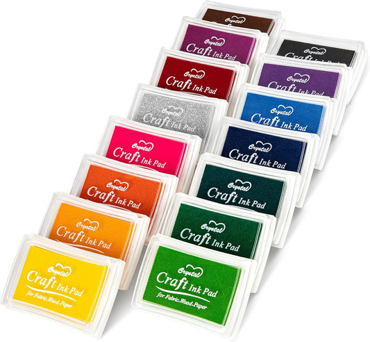 MERDTTES 15 Colors Craft Ink Pads, Washable Finger Ink Pads for Stamps for Kids DIY, Paper, Wood Fabric, Scrapbooking, Rubber Stamps (15 Pack)
