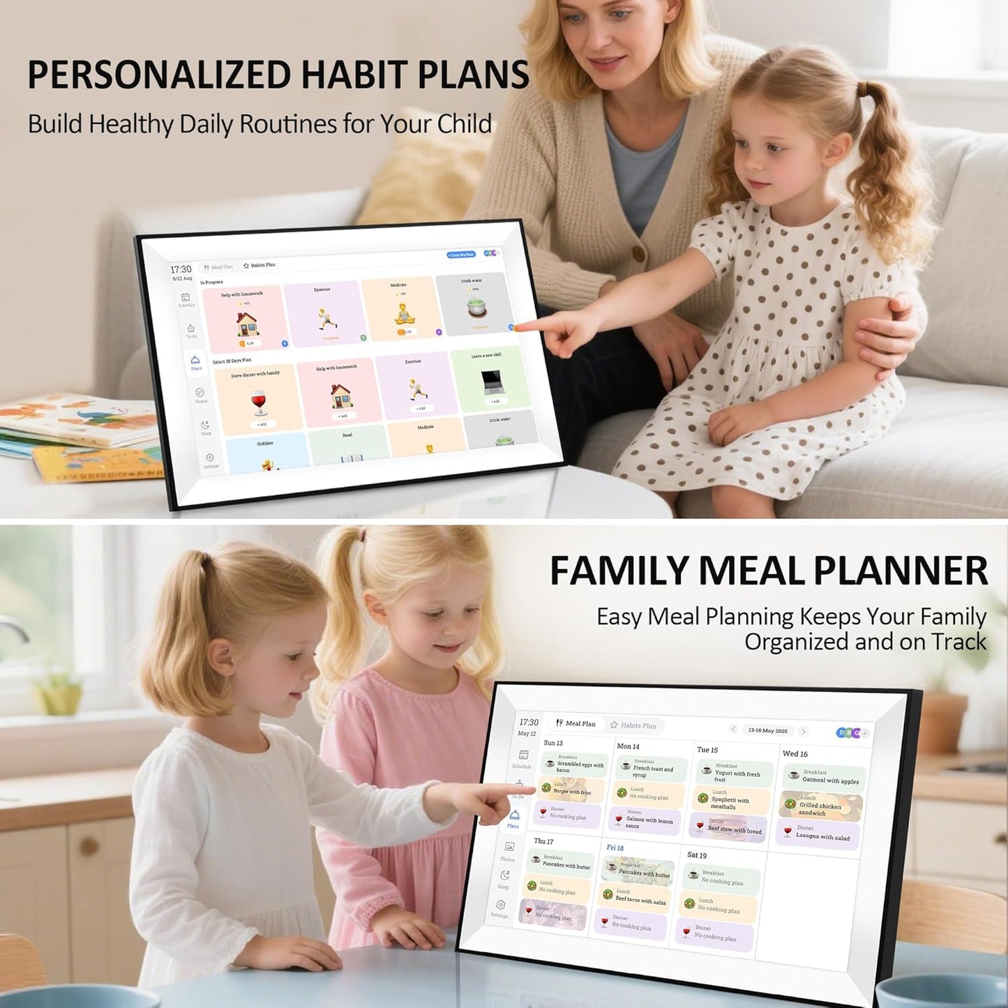 15.6 Inch Digital Calendar Chore Chart, Digital Picture frame,Smart Touchscreen Wall & Desk Electronic Calendar Family Planner for Seamless Scheduling/Organizing