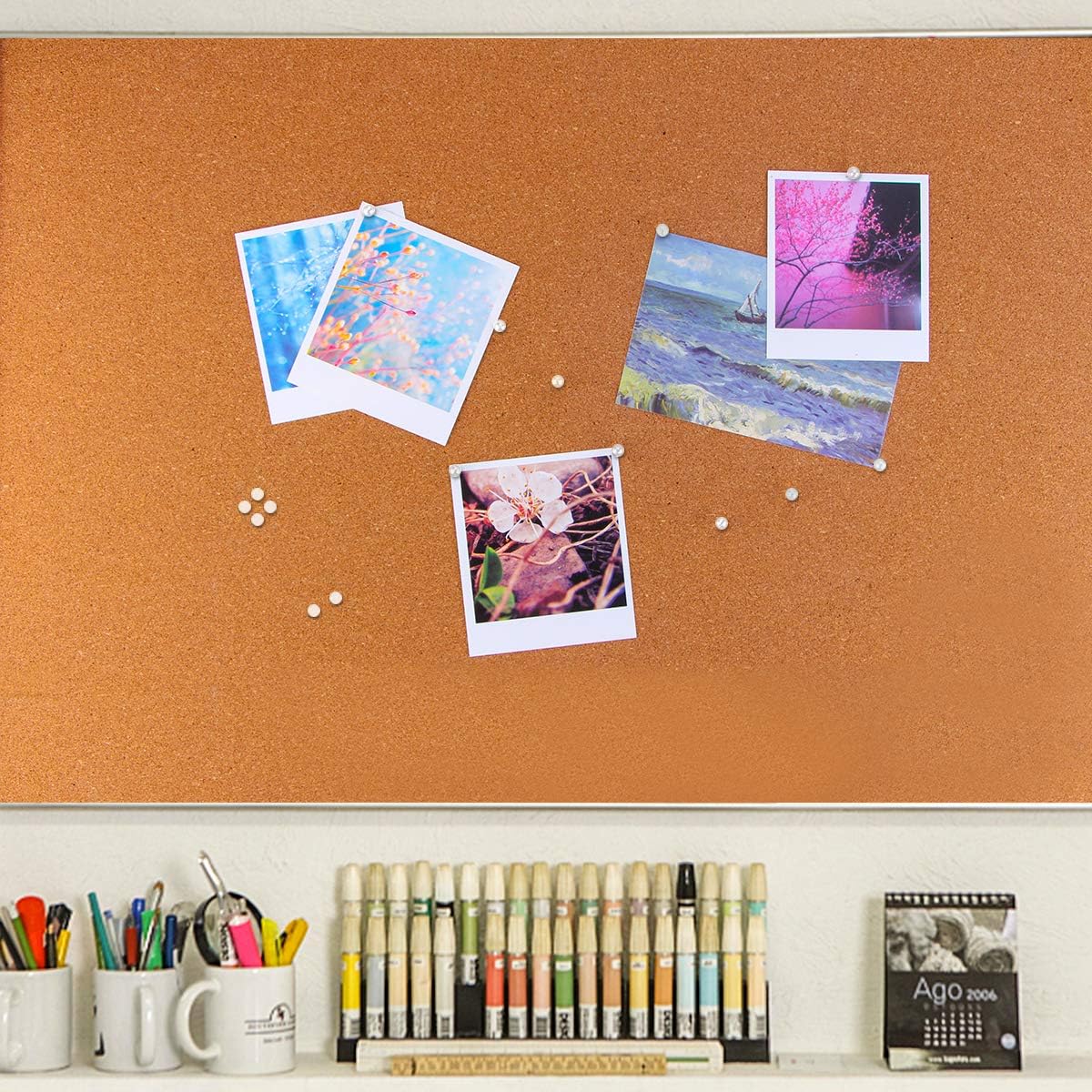 Yalis Push Pins Map Tacks 1/8-Inch Assorted Color Beads Head Map Marking Push Pins,500-count (White)