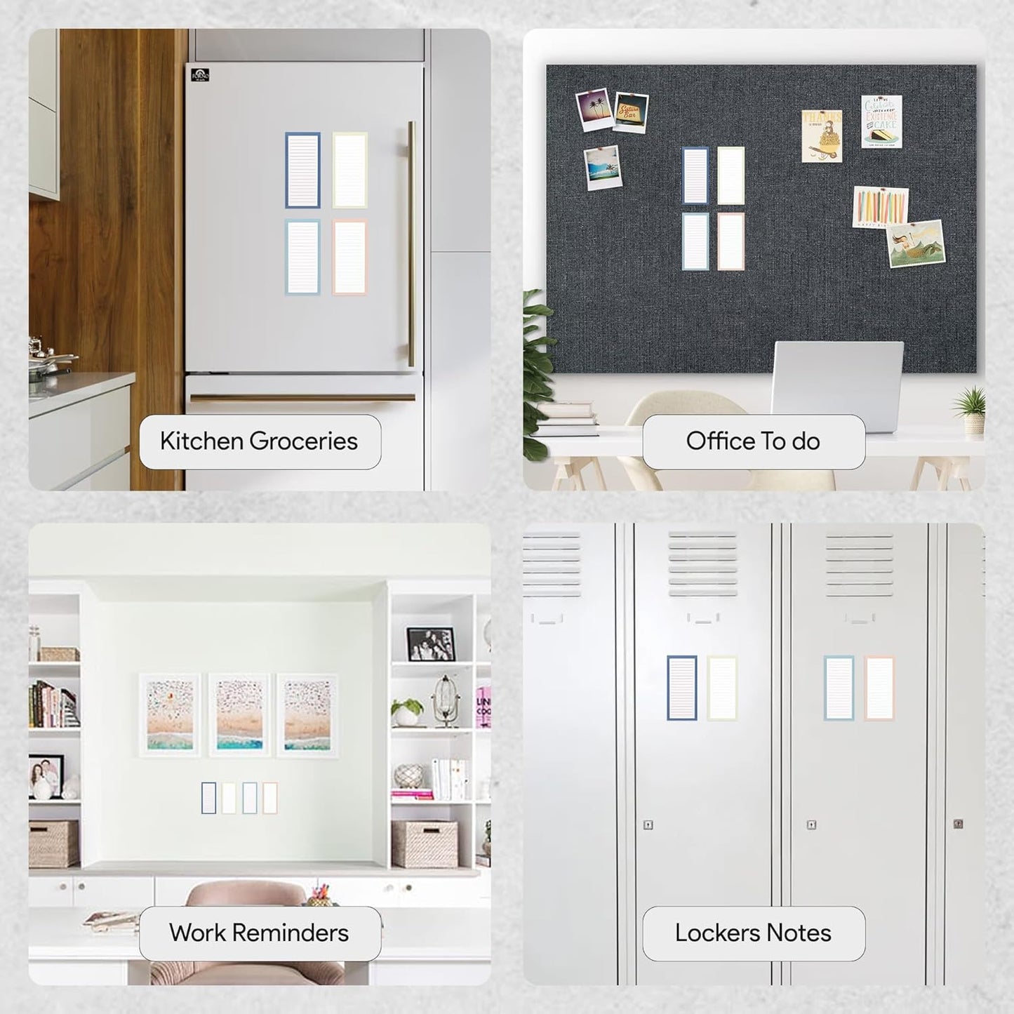 Magnetic Notepads – Notepads for Grocery List, Shopping List, To-Do List, Reminders -Strong Magnetic Back- Memo Notepad | 8 pack Medium | Solid Pattern Style