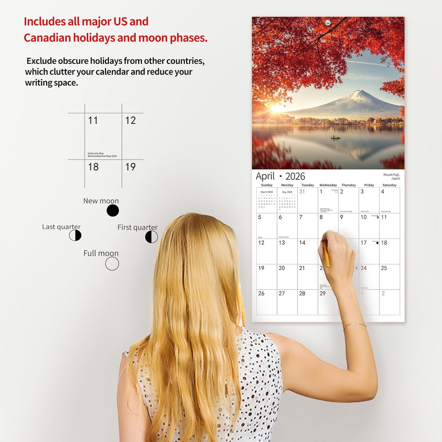 2026 Wall Calendar,Calendar 2026, July 2025 - December 2026, Wall Calendar Exotic Destinations, 12" x 24" Opened,Full Page Months Thick & Sturdy Paper for Calendar Organizing & Planning