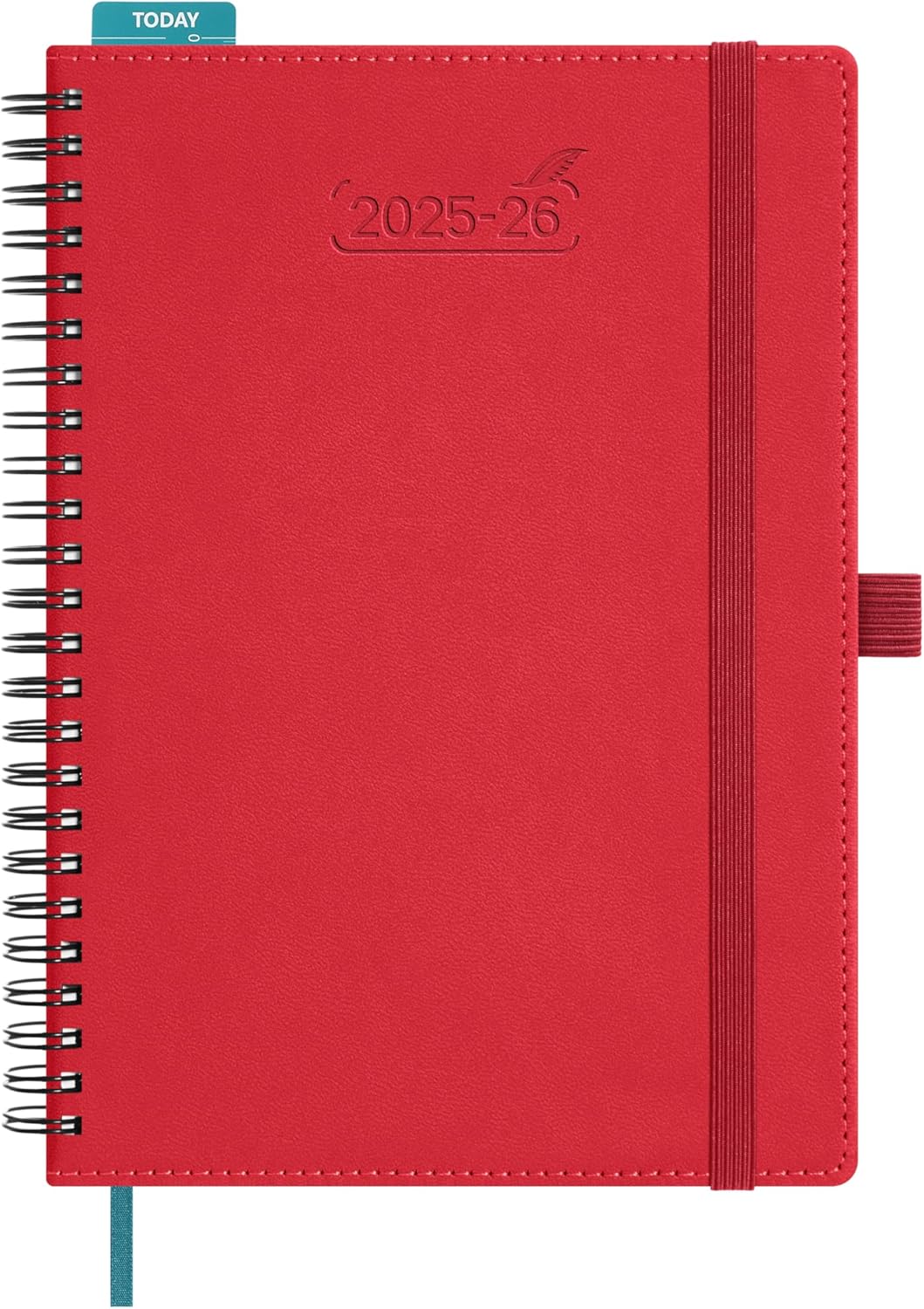 BEZEND Planner 2025-2026 Weekly and Monthly, 5.8" x 8.5" Academic Calendar (Jul 25-Dec 26) Vertical Daily Appointment with Hourly Timeslot & Monthly Tab, Spiral, PU Leather Softcover - Red