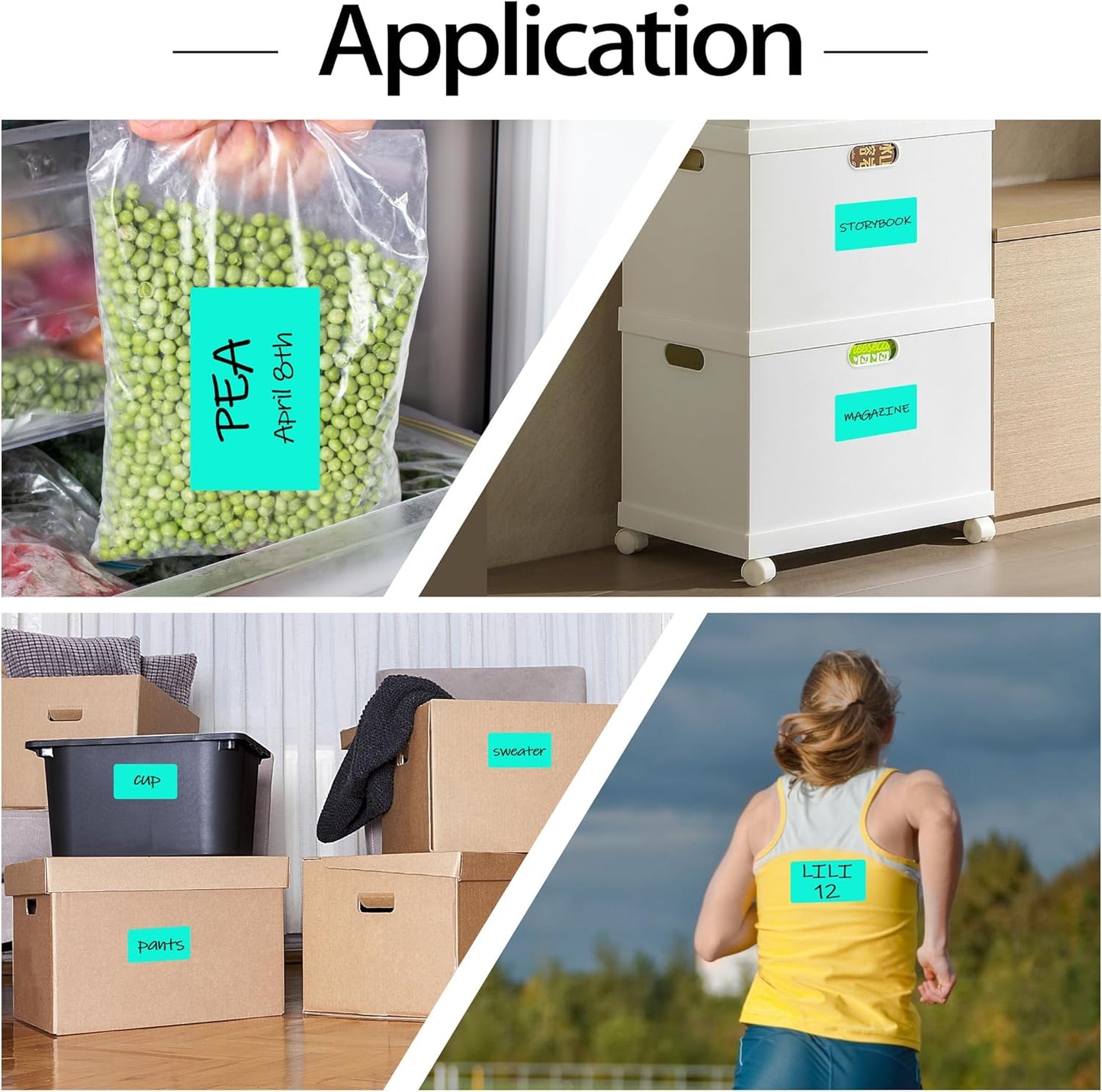 3 x 5 Inch 250Pcs Rectangle Color Coding Stickers,Strong Adhesion Moving Labels for Organization,Inventory,Business,Aqua