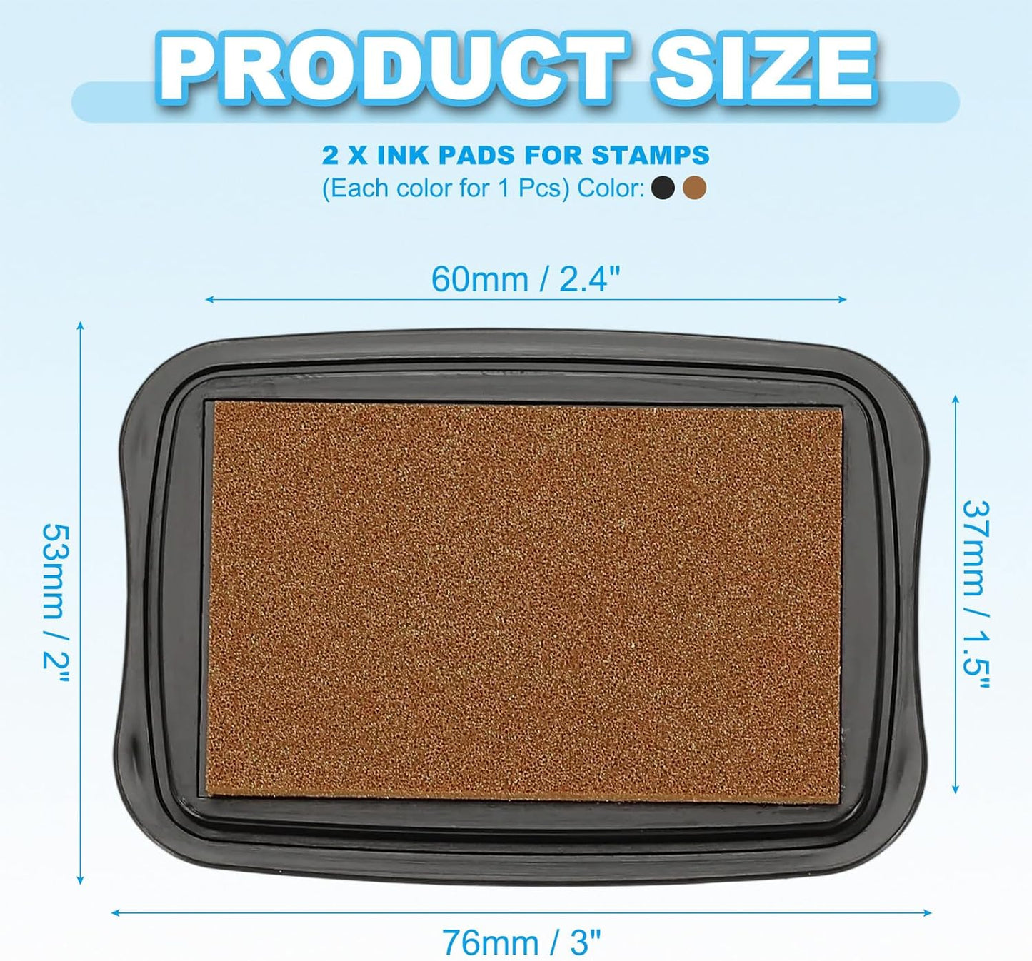 PATIKIL 3"x2" Large Stamp Pad, 2Pcs Washable Craft Ink Pad for Rubber Stamp Card Making Stamping Scrapbook Fingerprint Handprint, Copper/Black