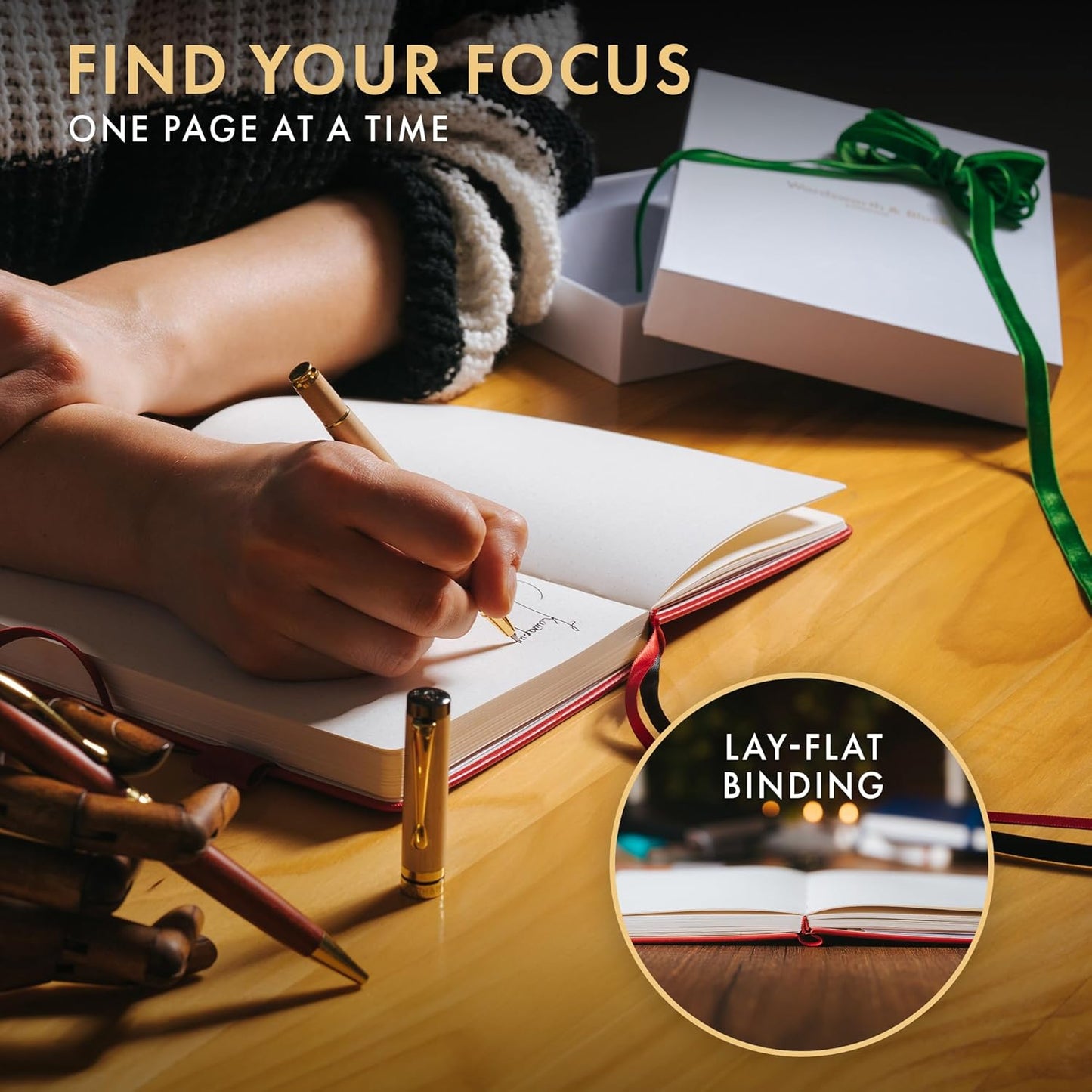 Wordsworth & Black A5 Bullet Dotted Journal 216 Dotted Pages, Hardcover Grid Dot Leather, 120 GSM Paper, Journaling Notebook for Work & Sketching, Journals for Women, Men - Gifts Box Included Red