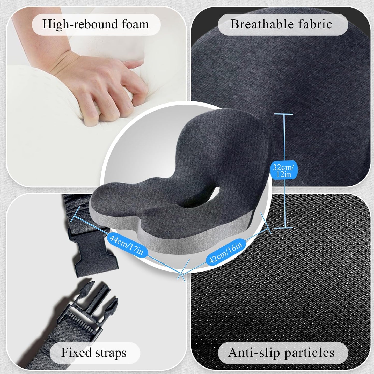 Seat Cushion for Truck Driver, Memory Foam Truck Seat Cushion with Adjustable Strap – Ergonomic Back Support & Sciatica Relief for Long Drives, Semi Truck Accessories