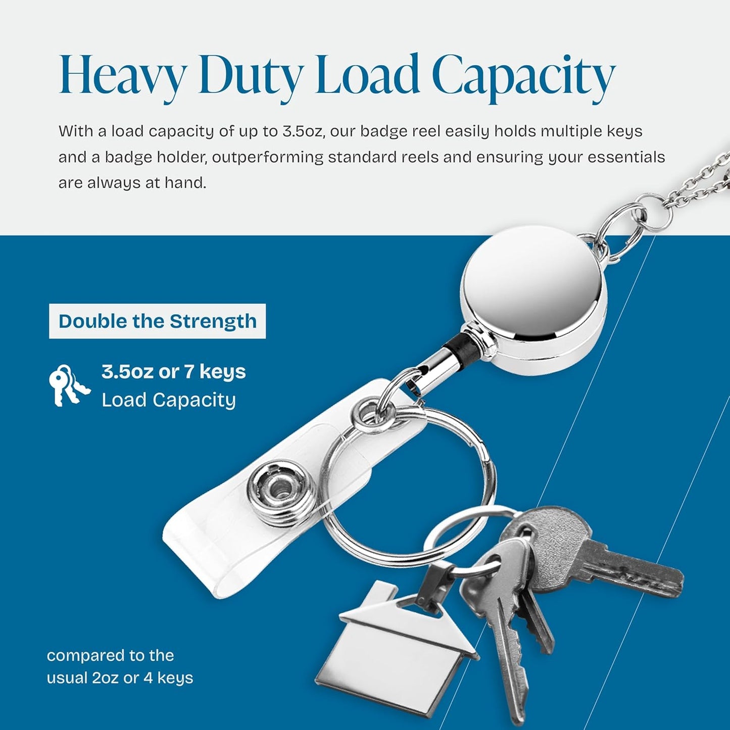 Will Well Retractable Beaded Badge Reel Lanyard with Keyring for Women - Vertical Plastic 3.58" x 2.52" Sleeves Fit Up to 3 Cards - Stainless Steel Necklace with Pull Cord - 2-Pack, Clear Case