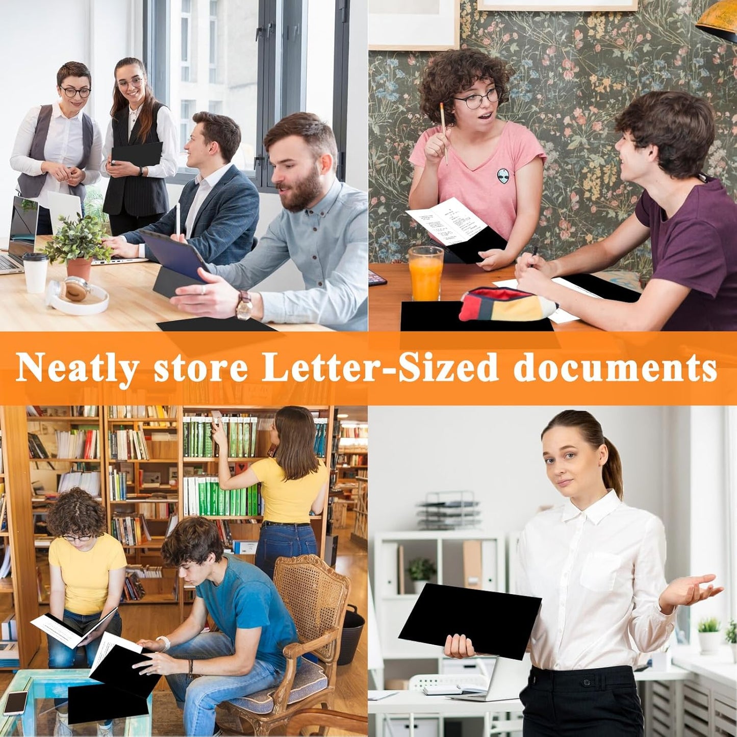 100Pcs Black Two-Pocket Heavyweight File Folder,Letter Size,Paper File Folder for School Office Home Bussines