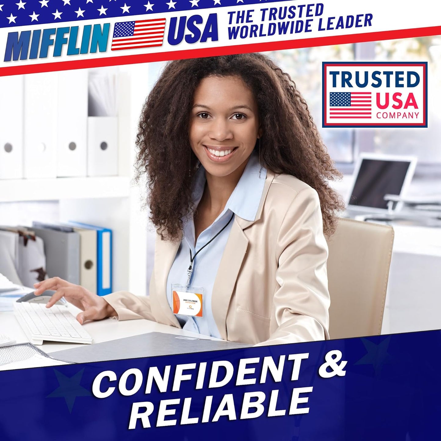 Mifflin-USA Card Protector (4x3 Inch, Clear, Bulk 10 Pack) Quick Load Horizontal No Zipper Name ID Badge Holder…