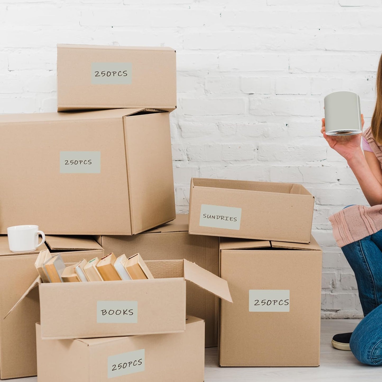 3 x 5 Inch 250Pcs Rectangle Color Coding Stickers,Strong Adhesion Easy to Write Label for Moving,Box Organization,Inventory,Business,Gray