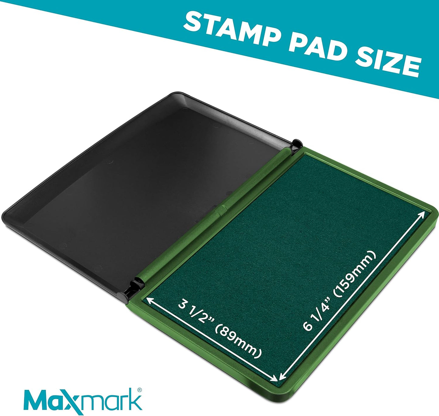 MaxMark Large Premium Green Ink Stamp Pad - 3.5" x 6.25" - Quality Felt Pad