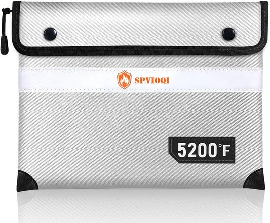 Upgraded 5200°F Fireproof Document Bag with Heat Insulated, Water Fire Proof Bag with Zipper,8 Layers of Functional Materials and Reflective Strip, Fireproof Money Bag for Cash/Documents/Valuables