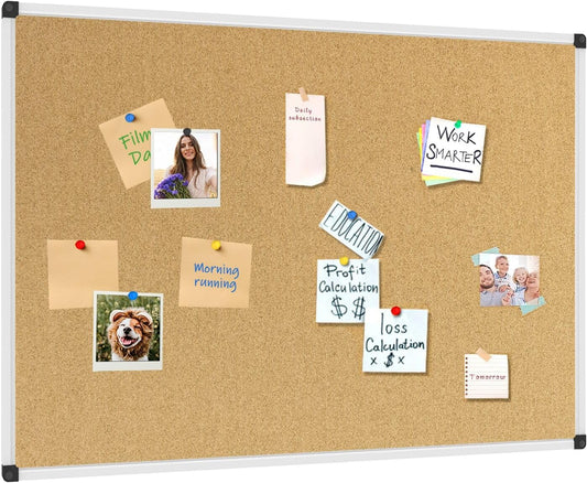 XBoard Cork Board 48 x 36, Bulletin Board Corkboard with Push Pin for Display and Organization
