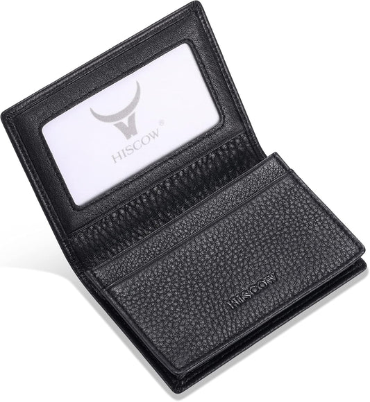 Leather Business Card Case Holder for Men & Women, Italian Calfskin