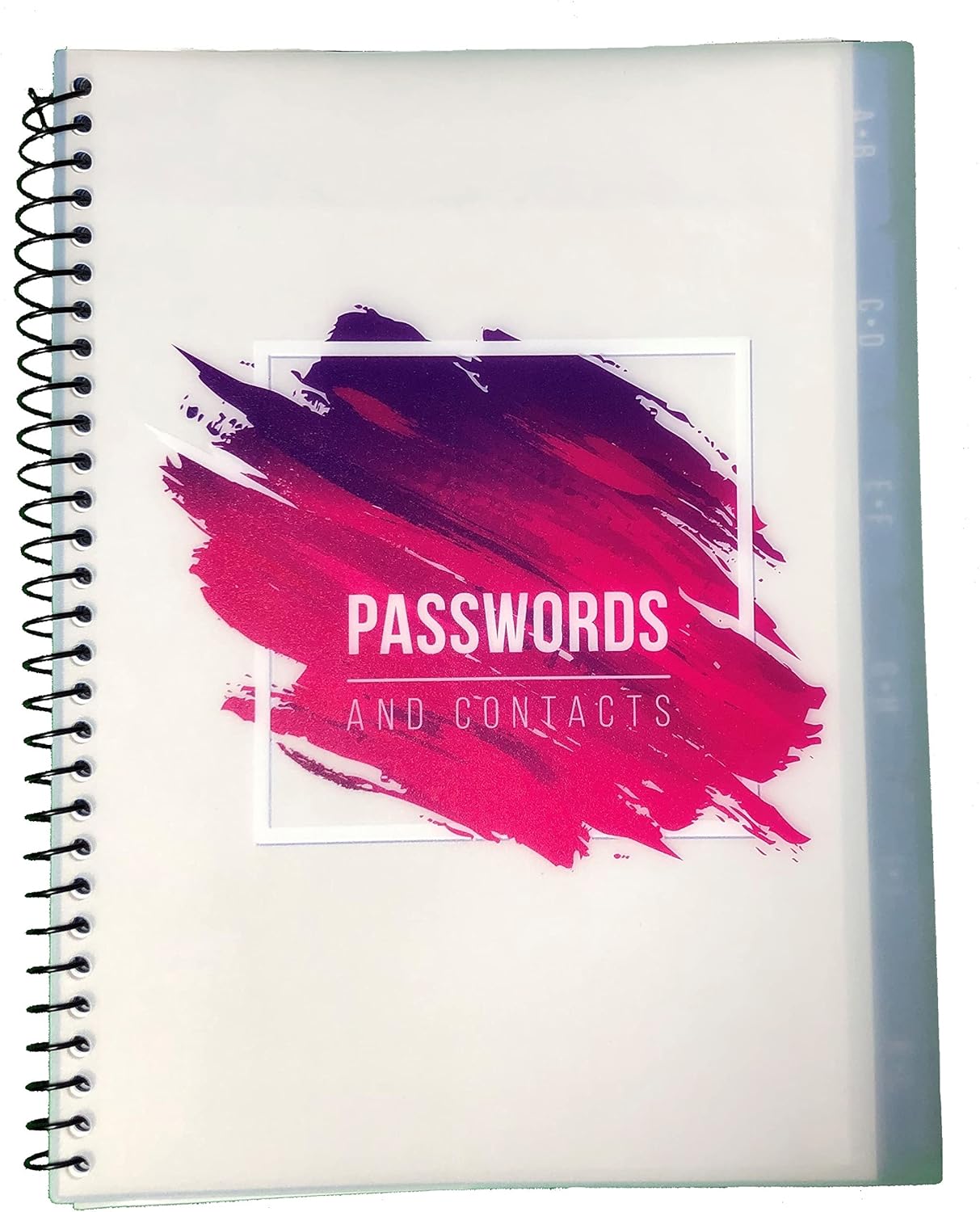 Password Book Keeper, Pink, Alphabetical Tabs, Spiral Bound, Removable Sheets, Journal Organizer Includes Website, Address, Username, Password - 10" x 7.5" by Re-Focus The Creative Office