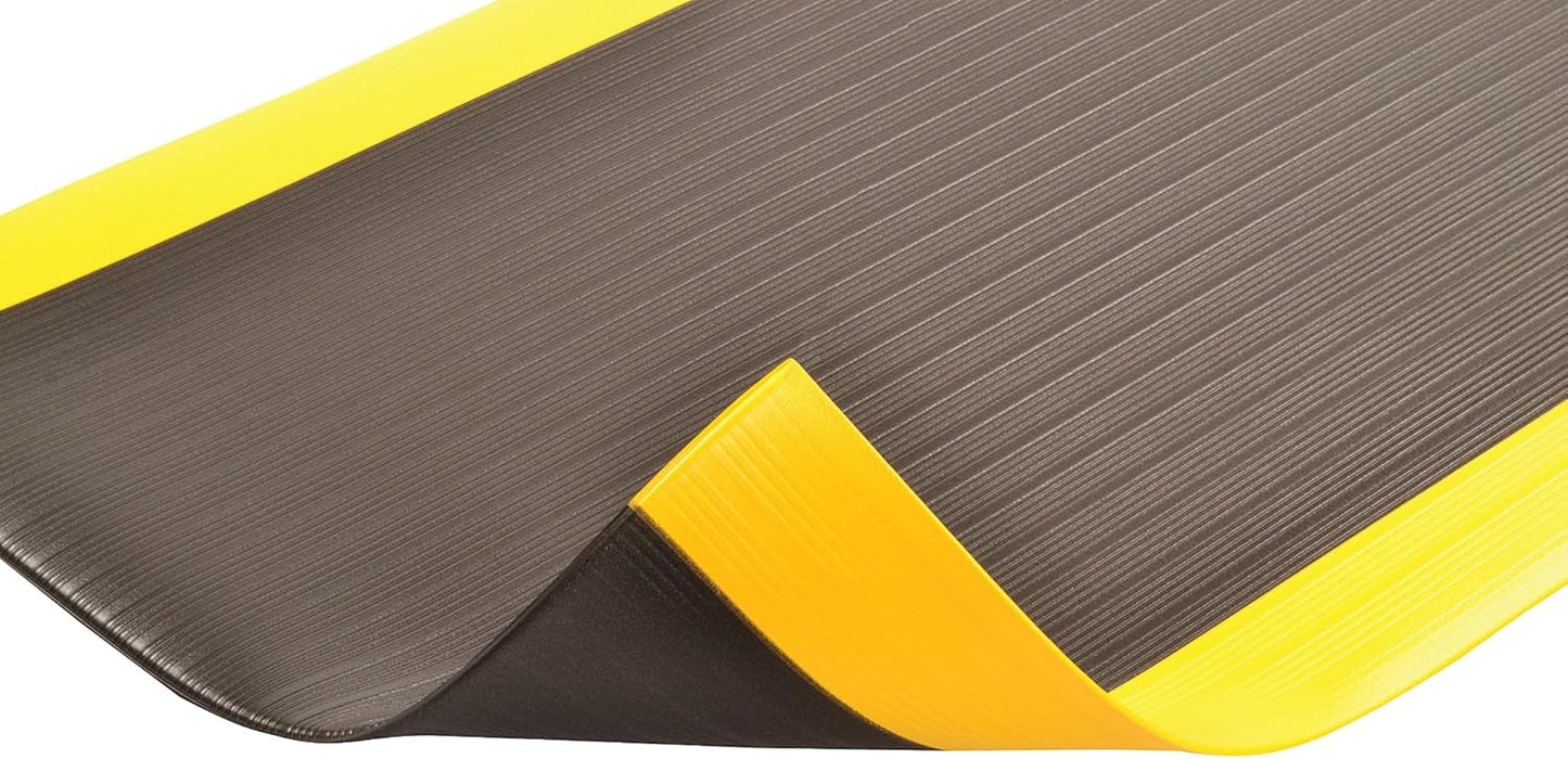 Notrax 410 Airug® 3' x 5' x 5/8" Anti Fatigue Mat, Enhanced Slip Resistance with Beveled Edges and Ribbed Surface, Ideal for Industrial and Commercial Workplaces, Black/Yellow, 410S0535BY