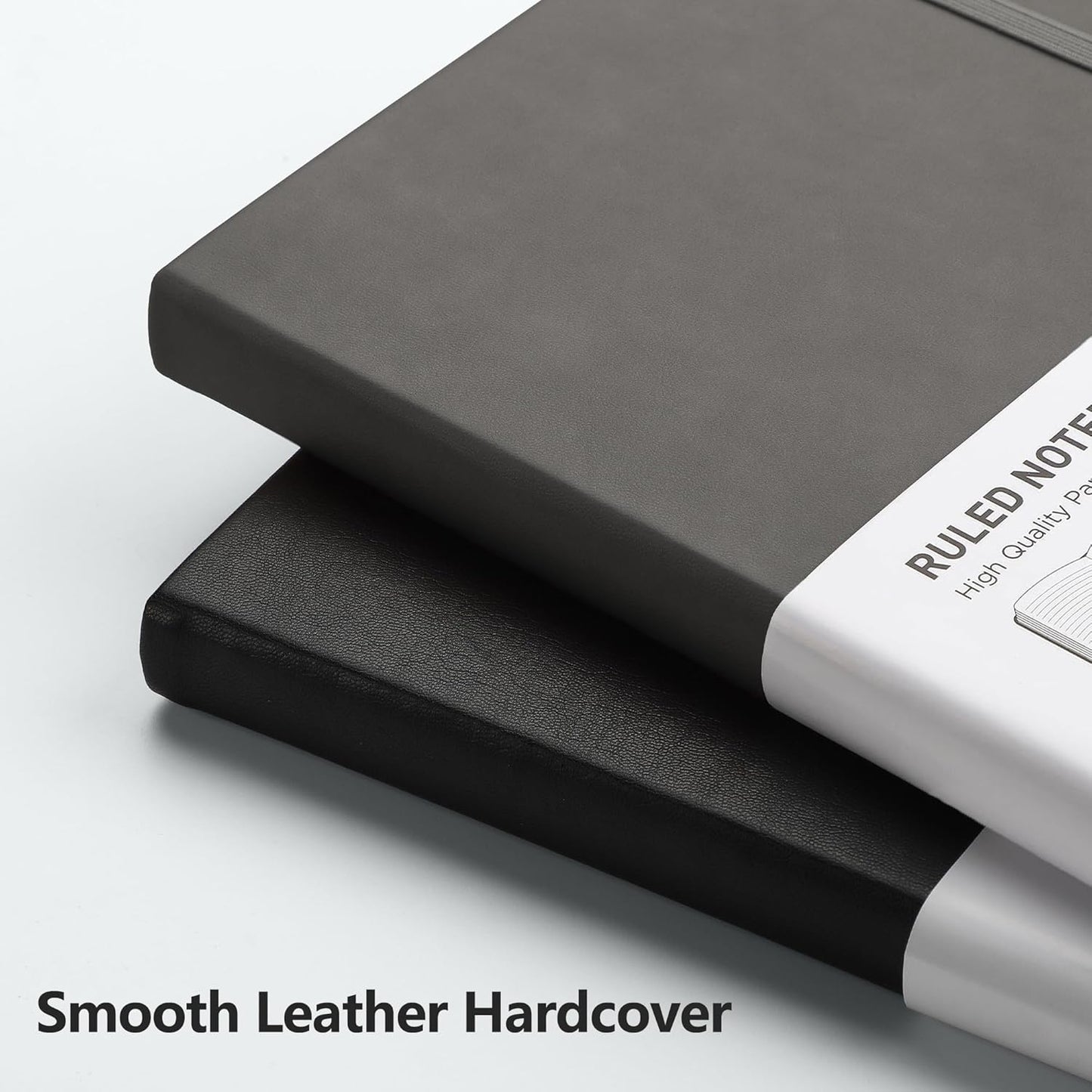 RETTACY Lined Journal Notebook, 192 Numbered Pages, A5 Medium Size (5.7'' x 8.3''), for Men & Women, Journaling, Writing, Work & Office, Leather Hardcover, 100 GSM Thick Paper (Gray)