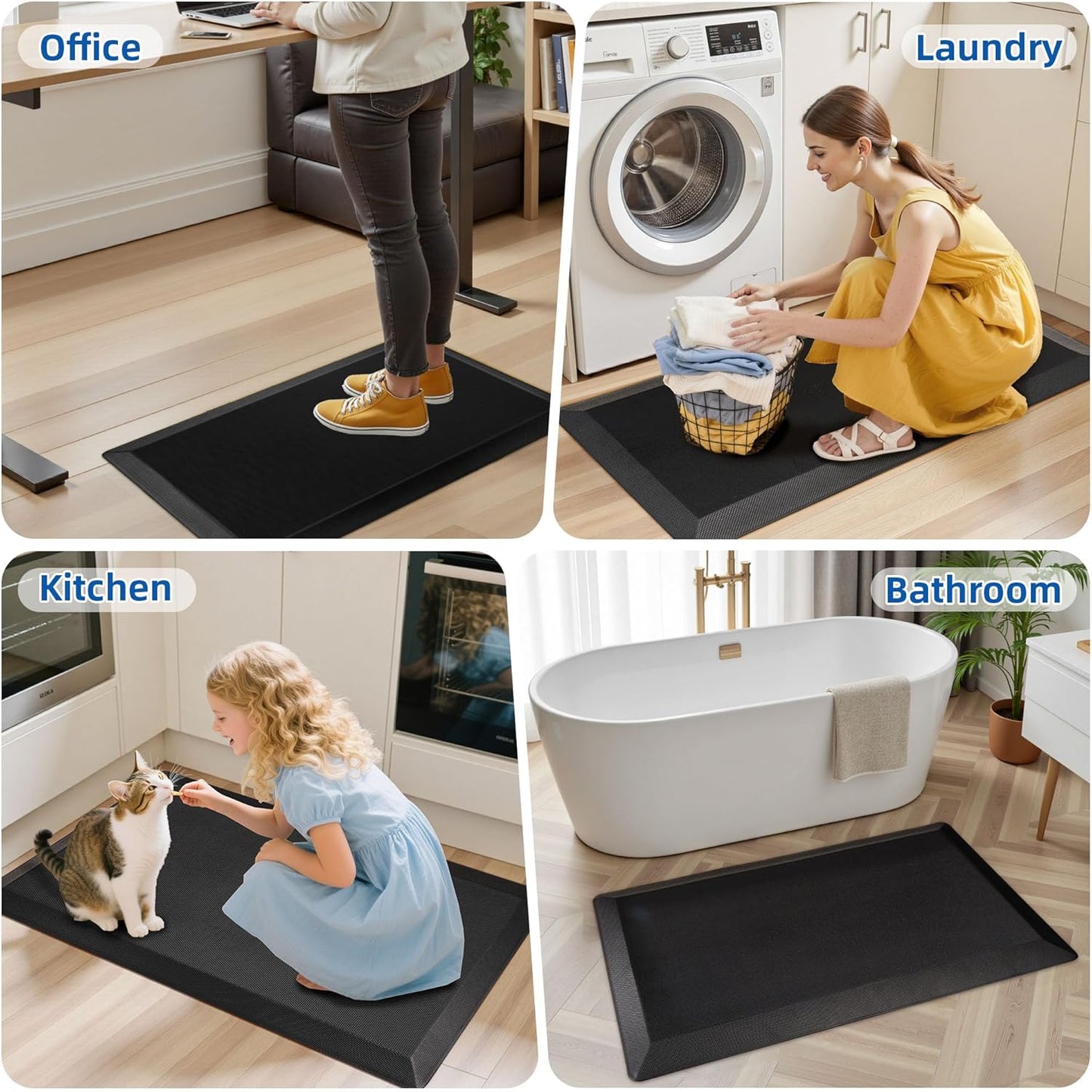 Anti Fatigue Kitchen Mats for Floor, 9/10 Extra Thick Cushioned Standing Desk Mat, Comfort Memory Foam Ergonomic Kitchen Rugs and Mats Non-Slip Waterproof for Office, Kitchen, Sink, 20" x 39"