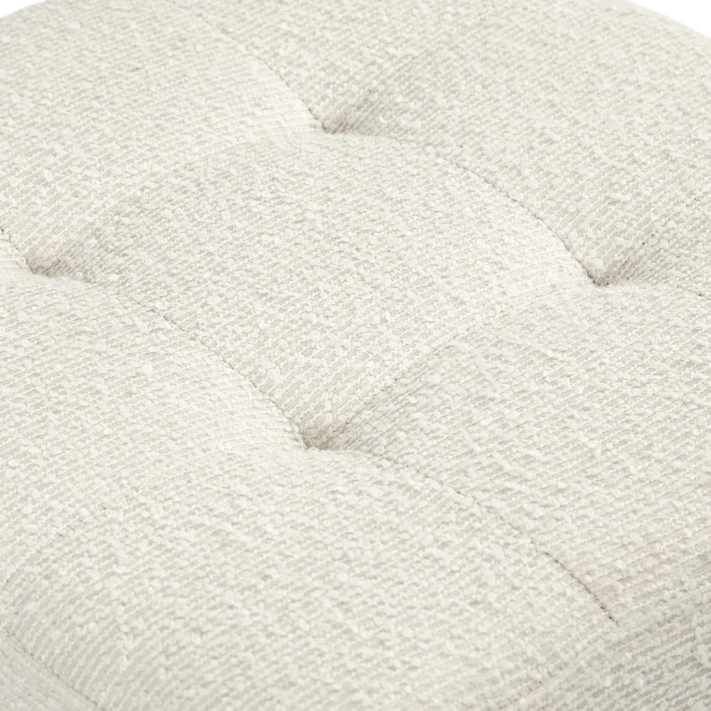 Adeco 18 Inch High Cube Ottoman Storage, Linen Chair Foot Stools, Upholstered Vanity Stool with Hinged Lid, Solid Wood Legs (White Circle Yarn)