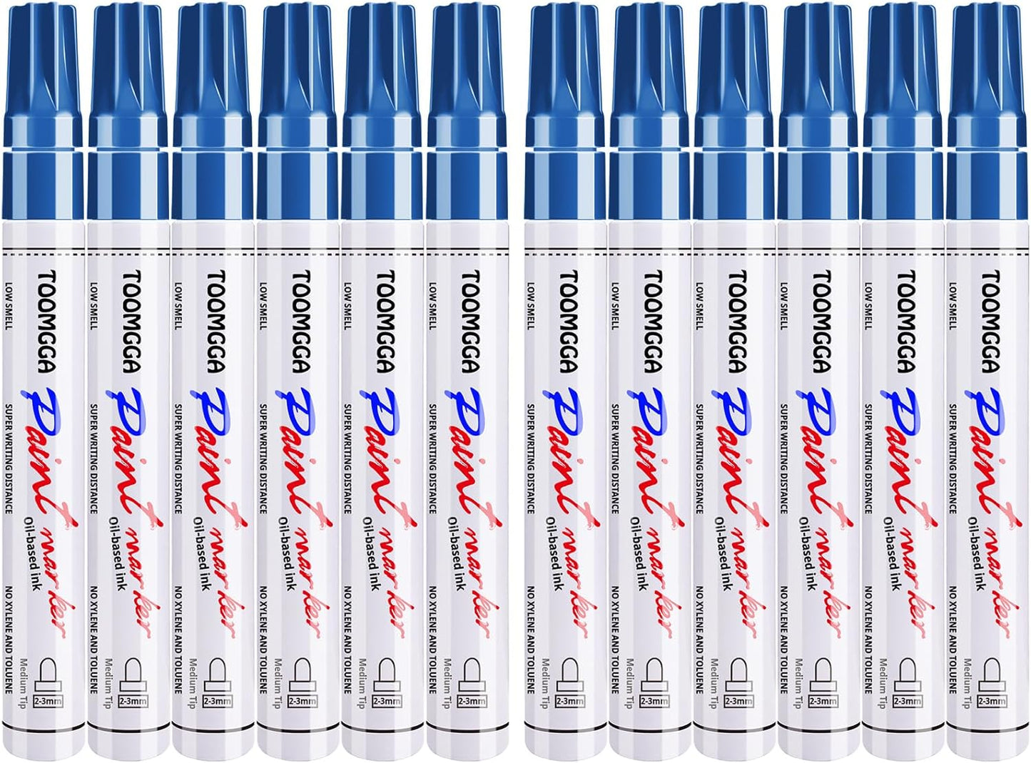 Permanent Paint Pens Blue Paint Markers 12 Pack Oil Based Markers, Quick Drying and Waterproof Marker Pen, Car Tire, Metal, Rock Painting, Wood, Plastic, Canvas, Craft Supplies for Adults
