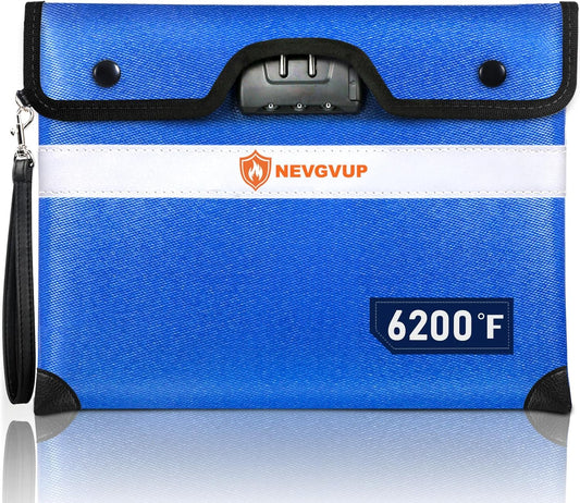 6200°F Upgraded Fireproof Document Bag with Lock, Fireproof Money Bag for Cash with Zipper/Reflective Strip, 9 Layer of Heat Insulated Material, Water Resistant Fire proof Bags for Documents,Safe Bags